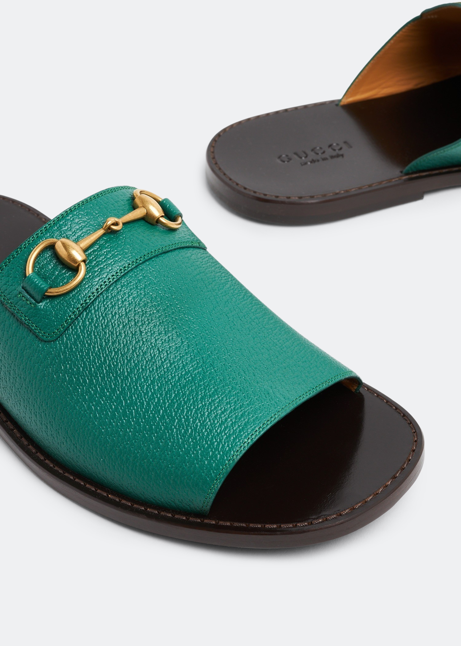 

Horsebit slide sandals, Green