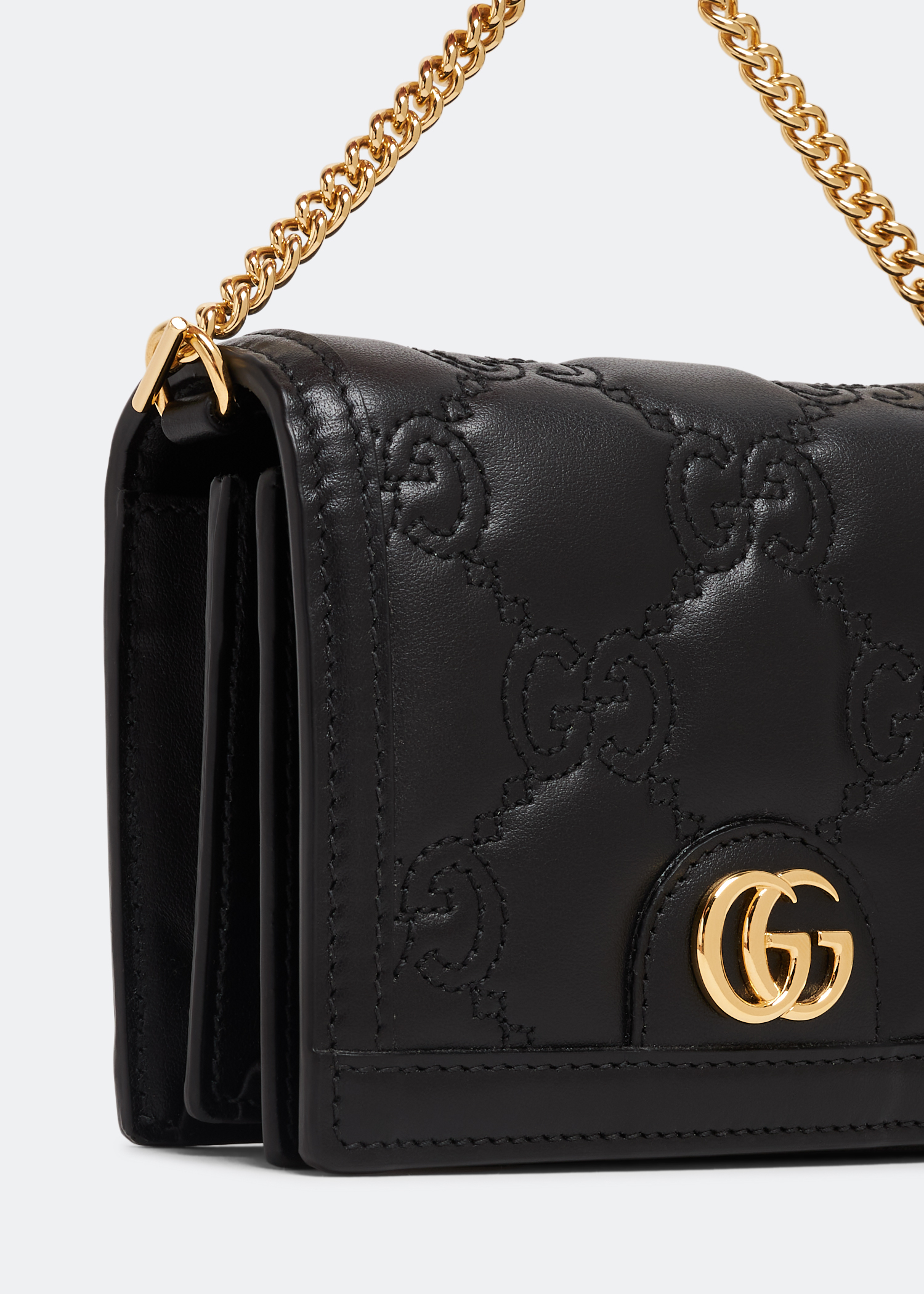 

Quilted GG mini messenger bag, Black