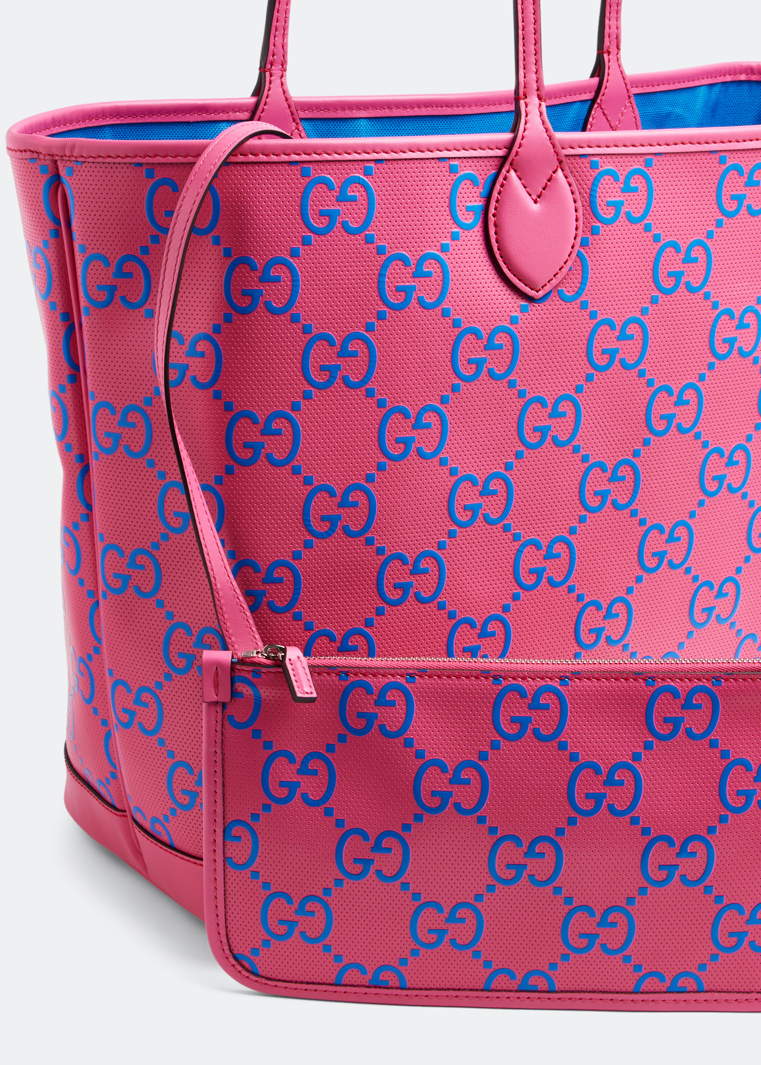 

GG large embossed tote bag, Pink