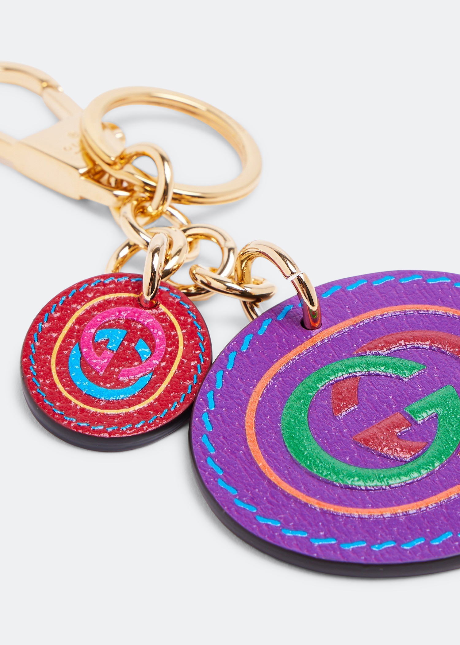 

Interlocking G print keyring, Purple