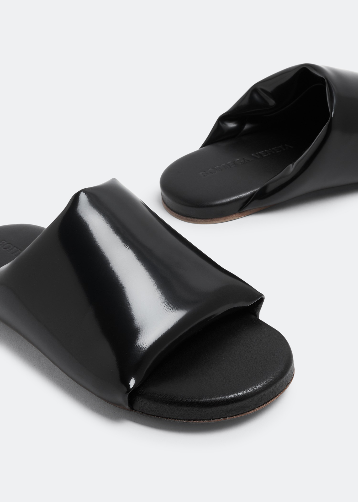 

Leather slide sandals, Black