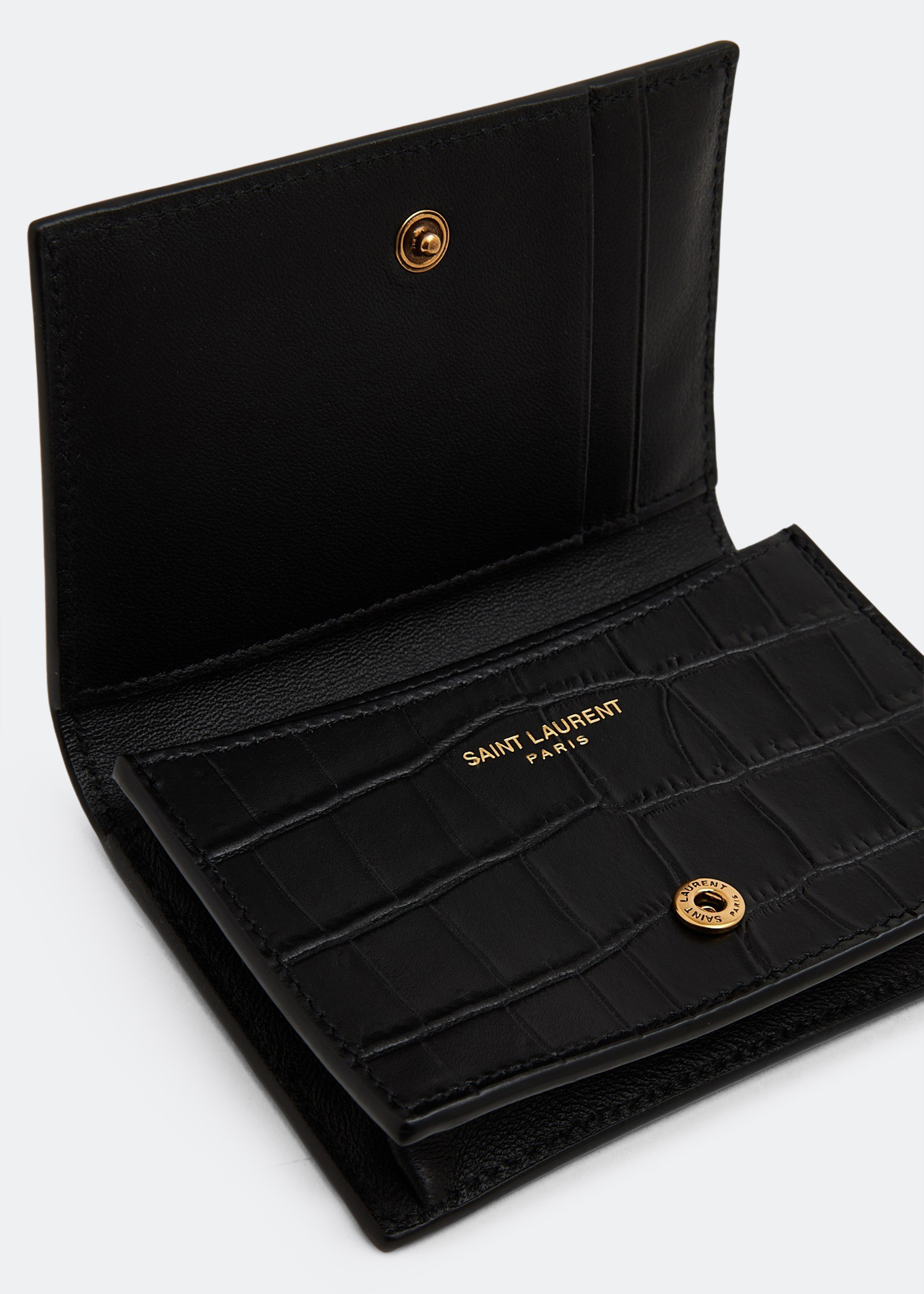 Saint Laurent Men's Tiny Cassandre Open Card Case