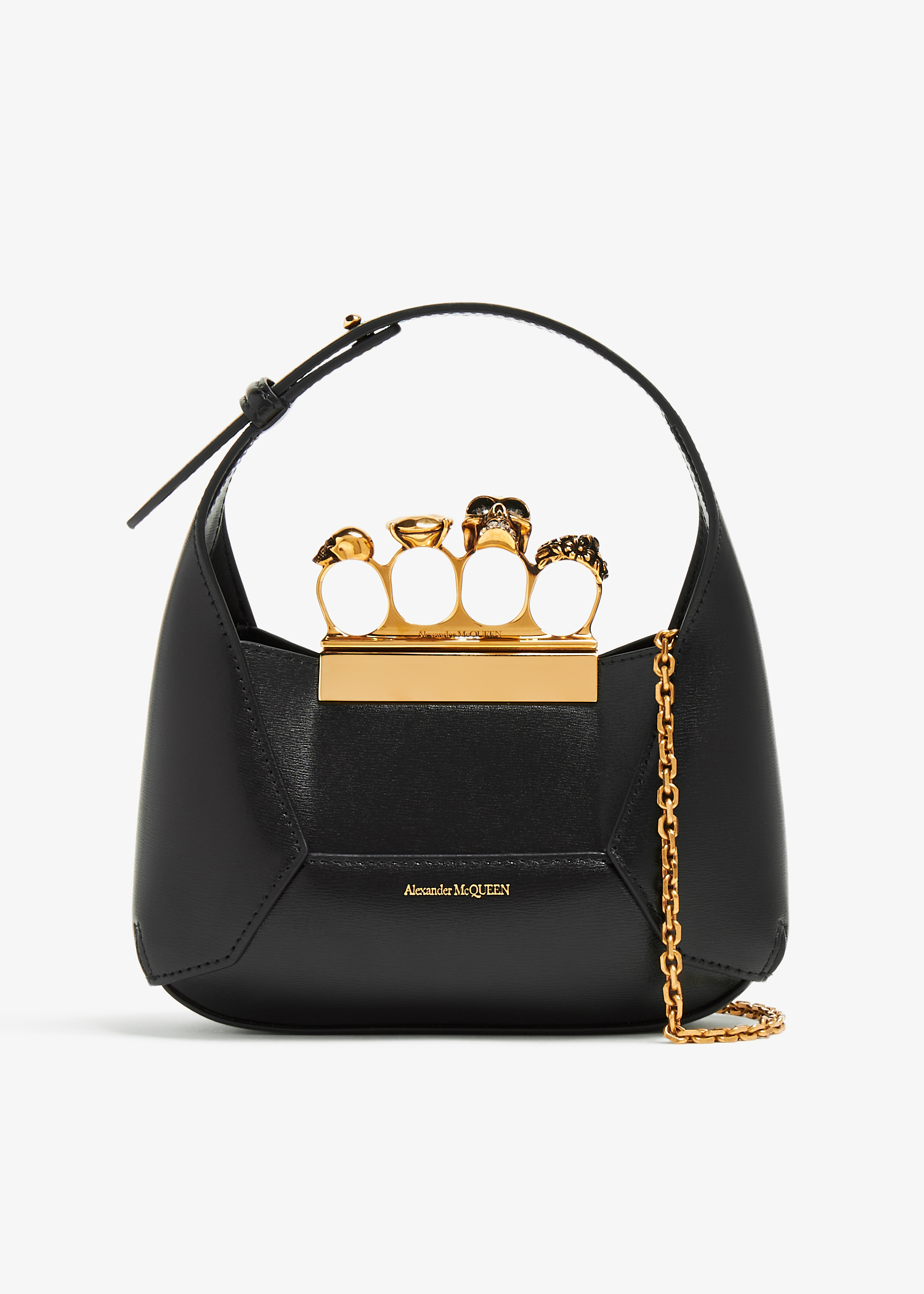 

Jewelled mini hobo bag, Black