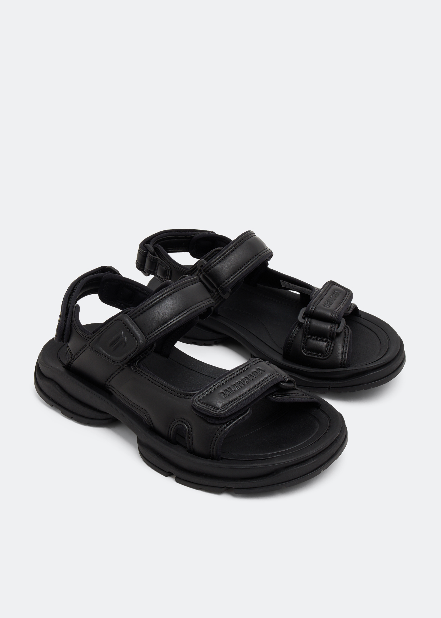 Balenciaga Black Leather Track Sandals Size 41 Balenciaga  TLC