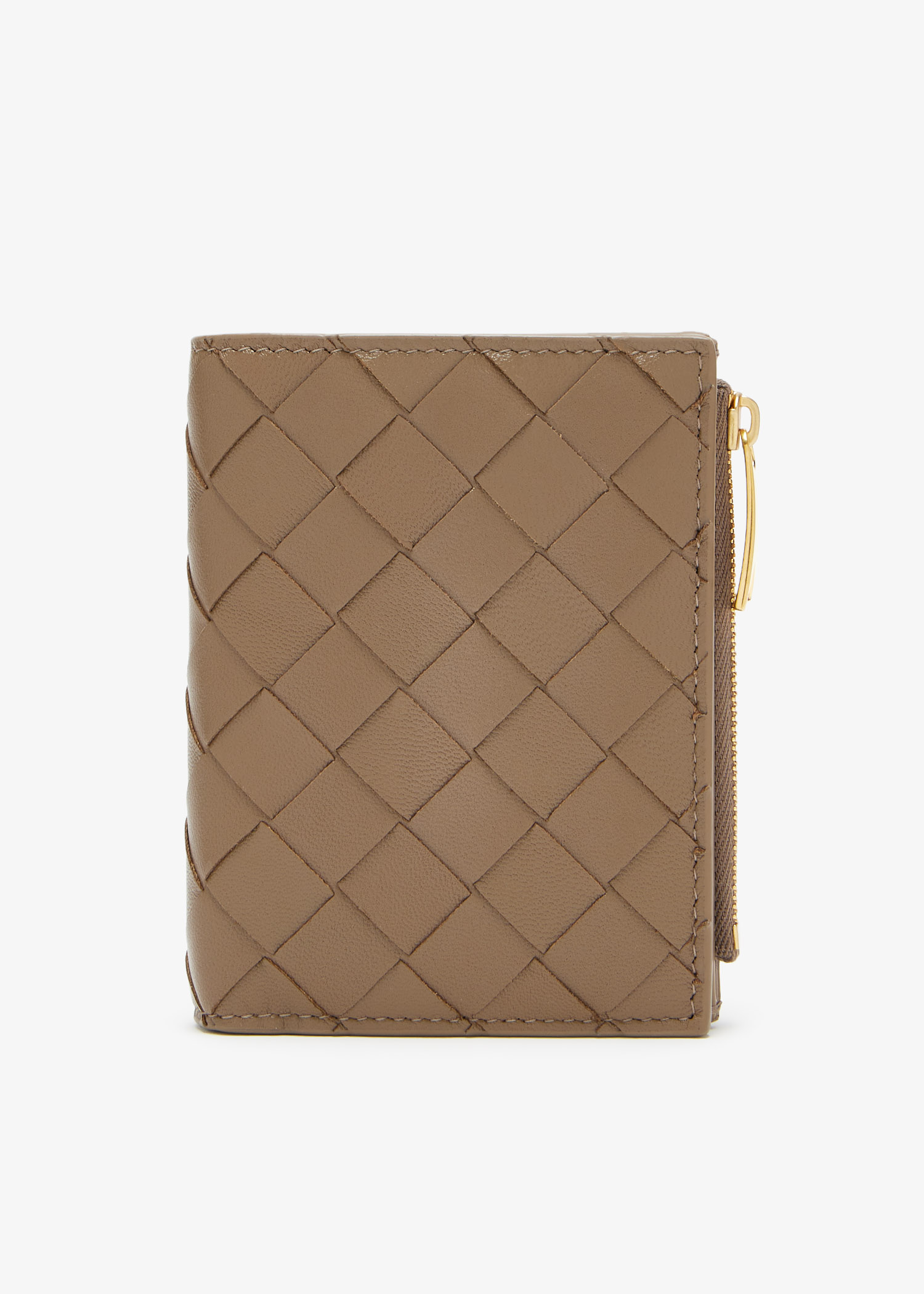 

Small Intrecciato bi-fold zip wallet, Brown