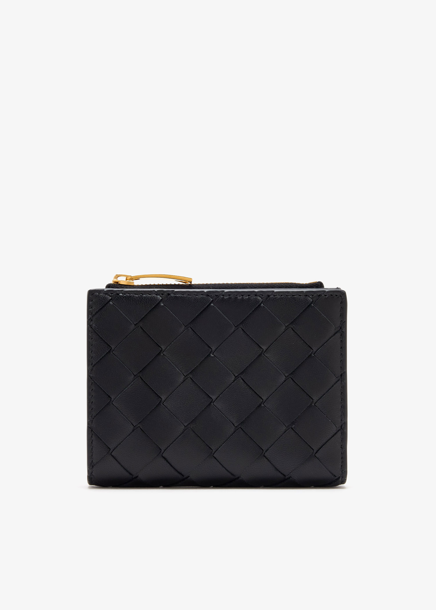 

Small Intrecciato bi-fold zip wallet, Black