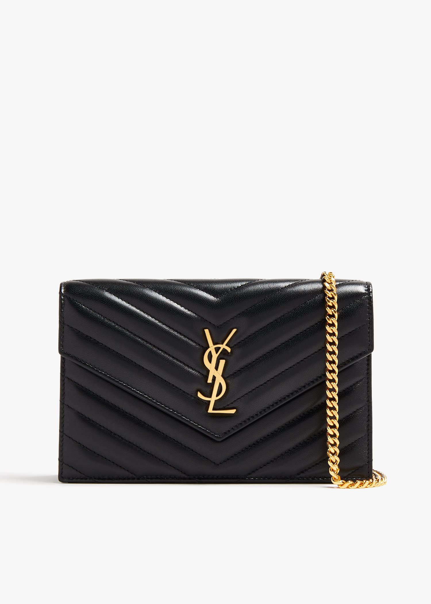 Saint Laurent Cassandre envelope chain wallet for Women Black in UAE Level Shoes