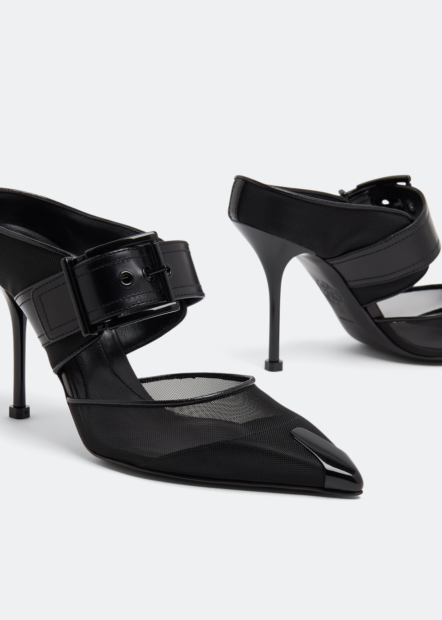 

Punk buckle mules, Black