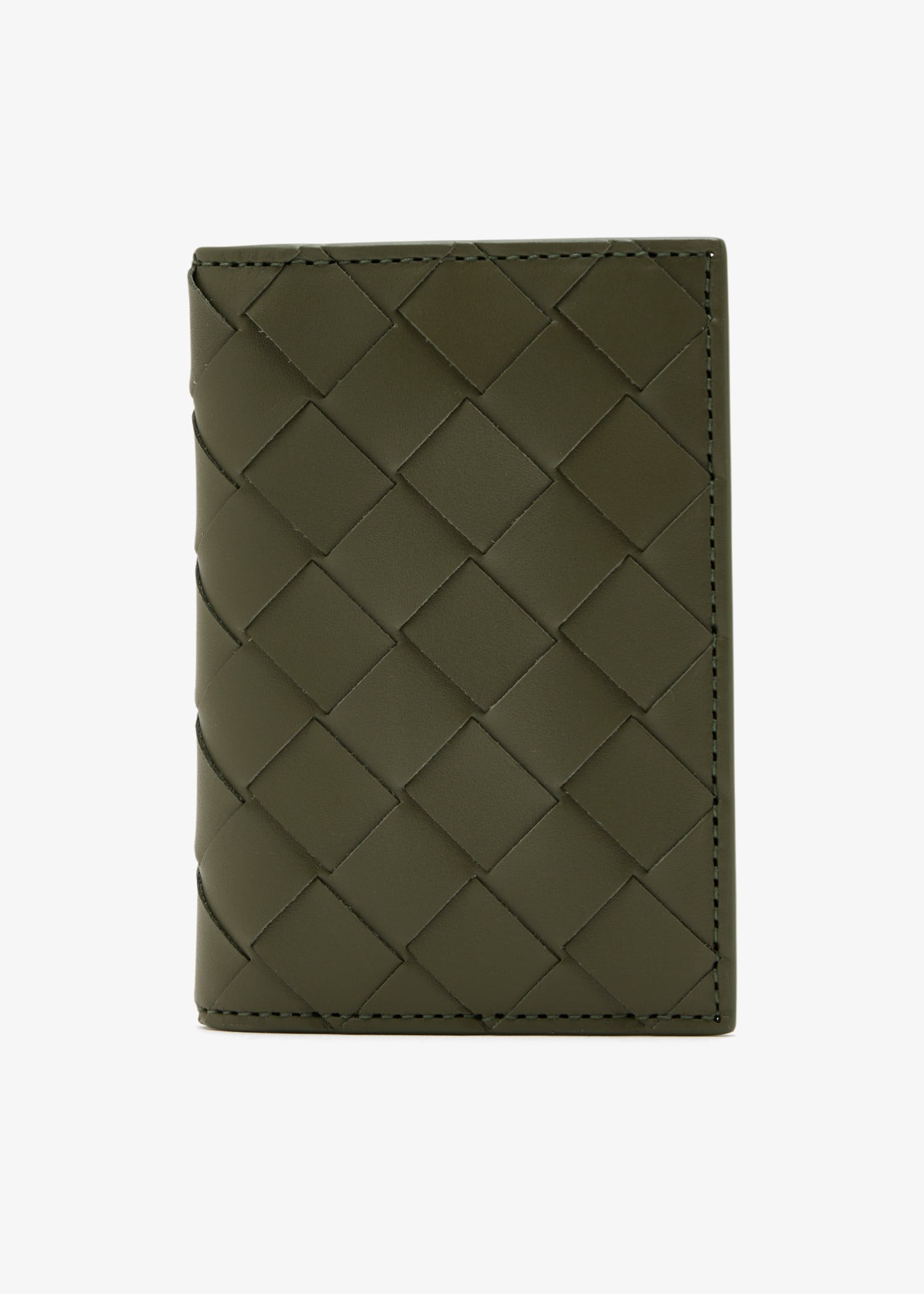 

Intrecciato flap card case, Khaki