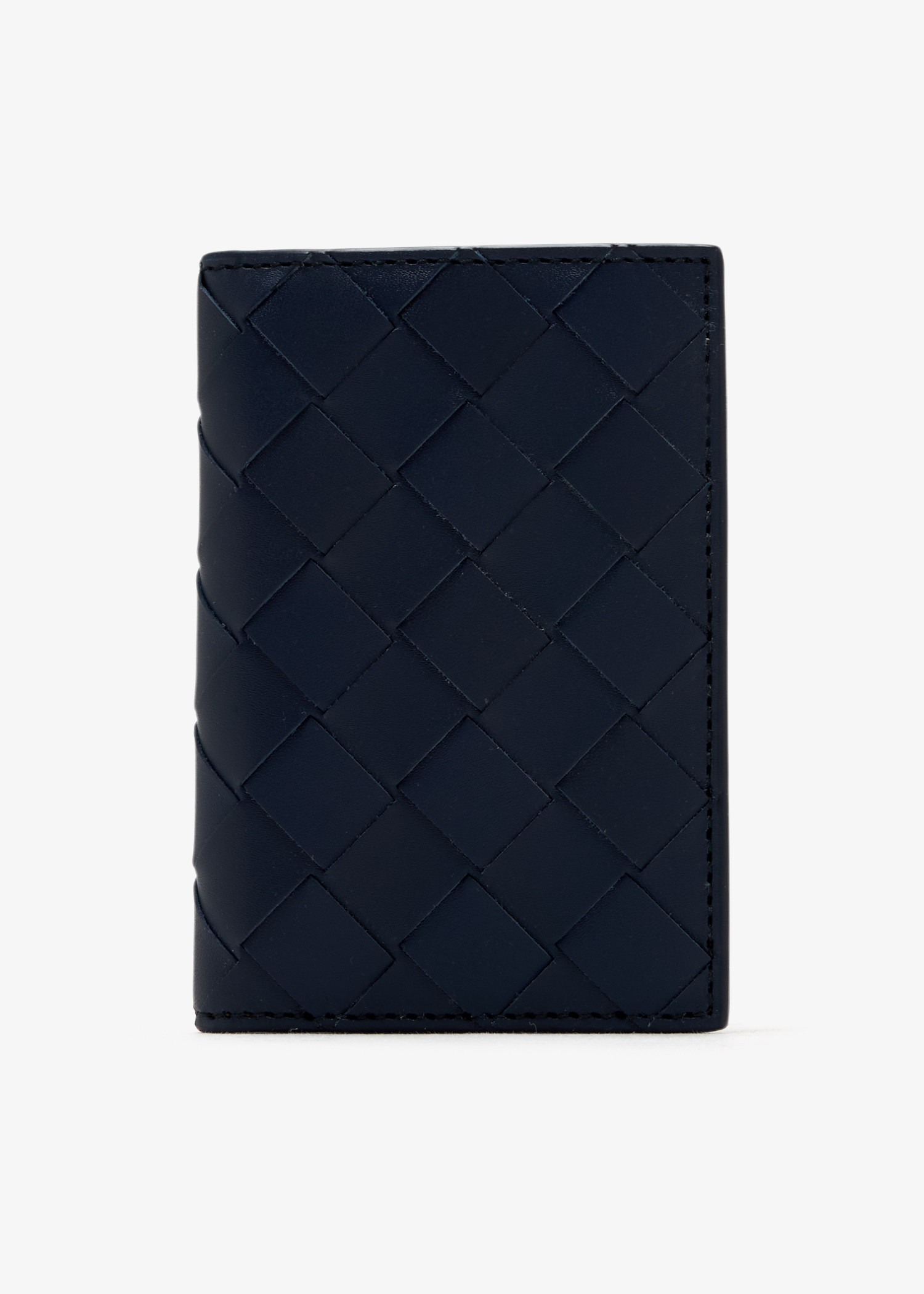 

Intrecciato flap card case, Navy