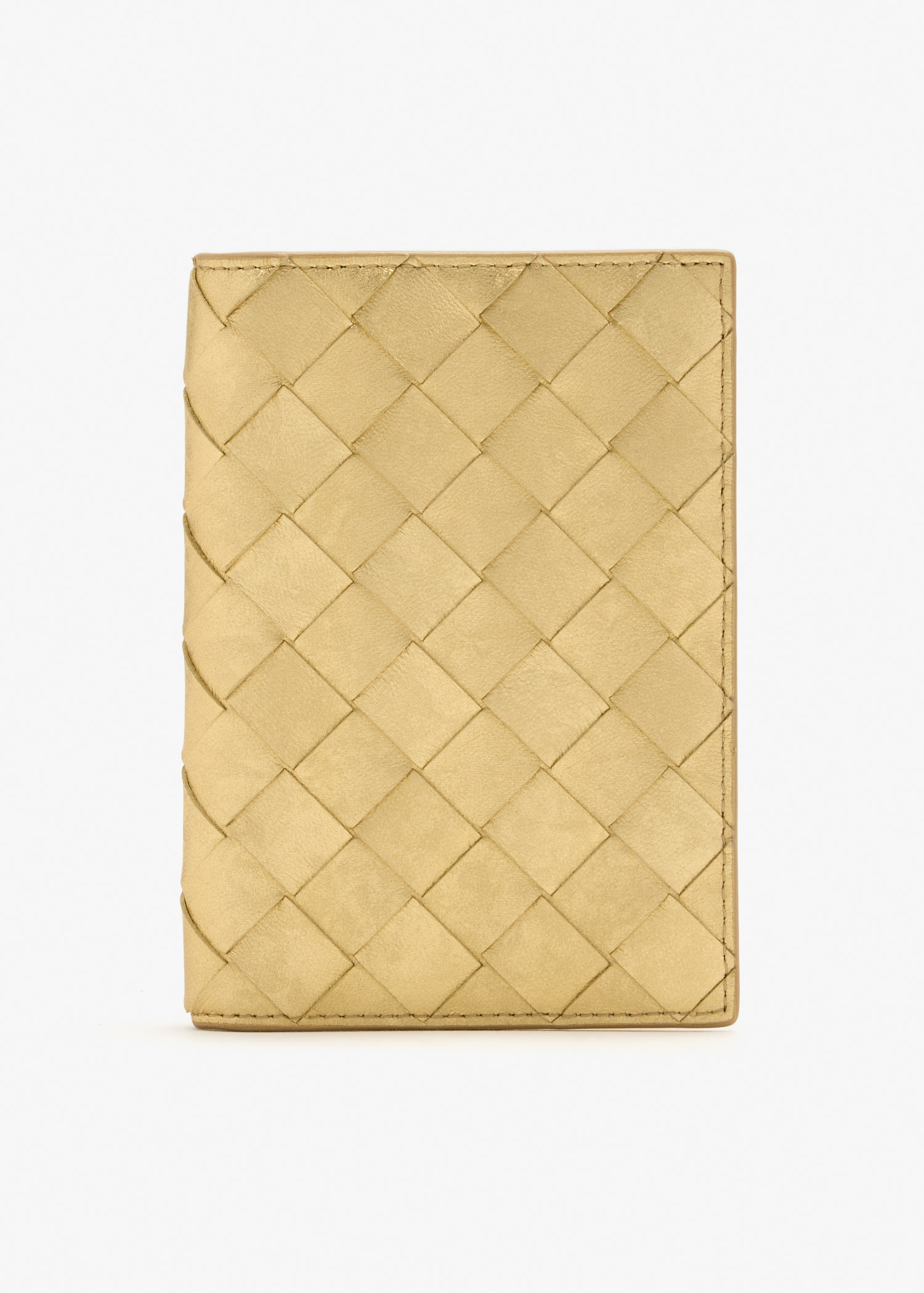 

Intrecciato passport case, Gold