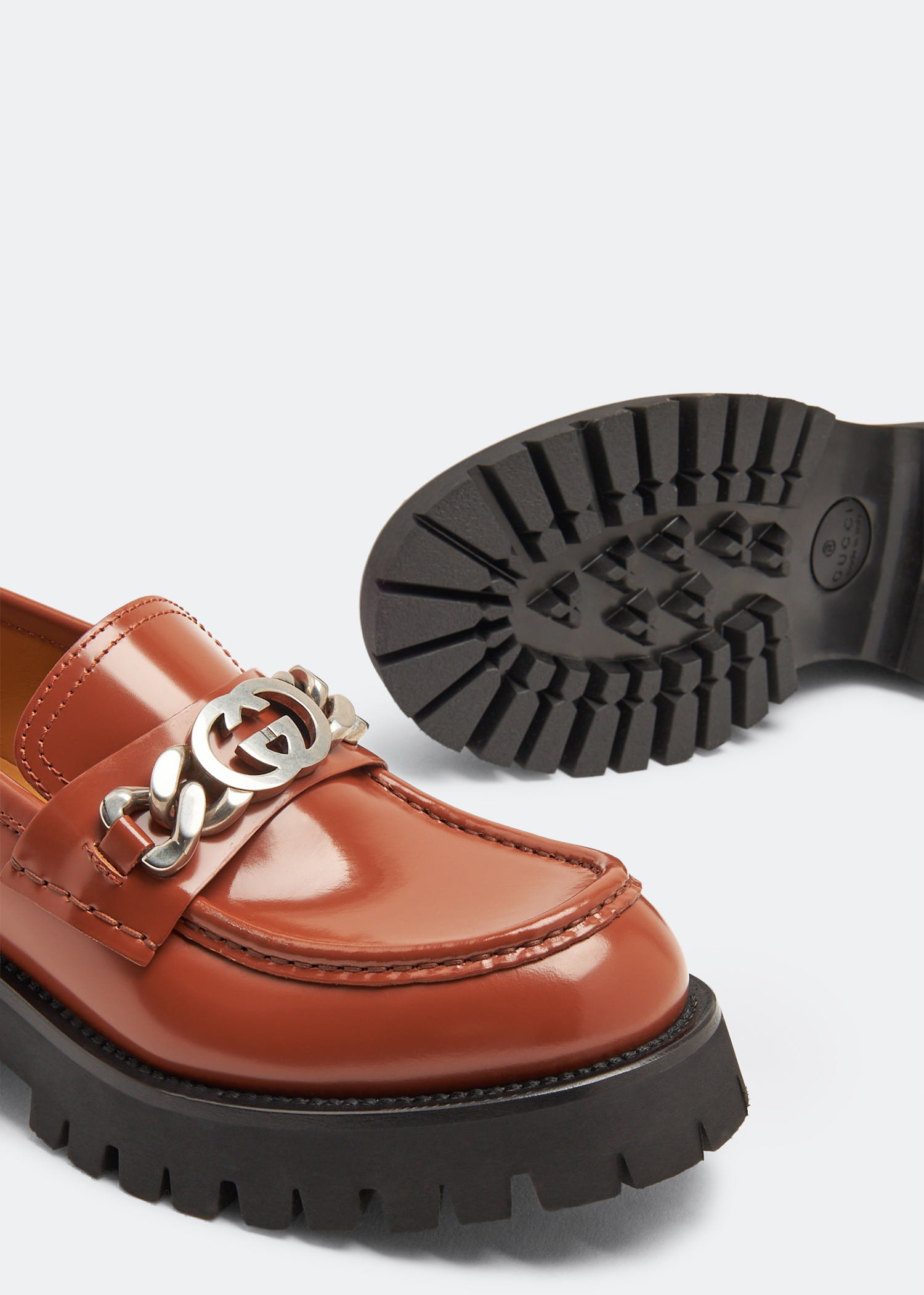 

Interlocking G lug sole loafers, Brown