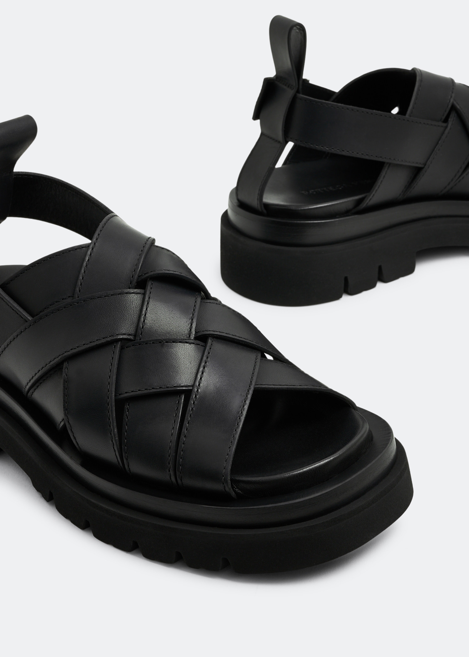 

Lug strap sandals, Black
