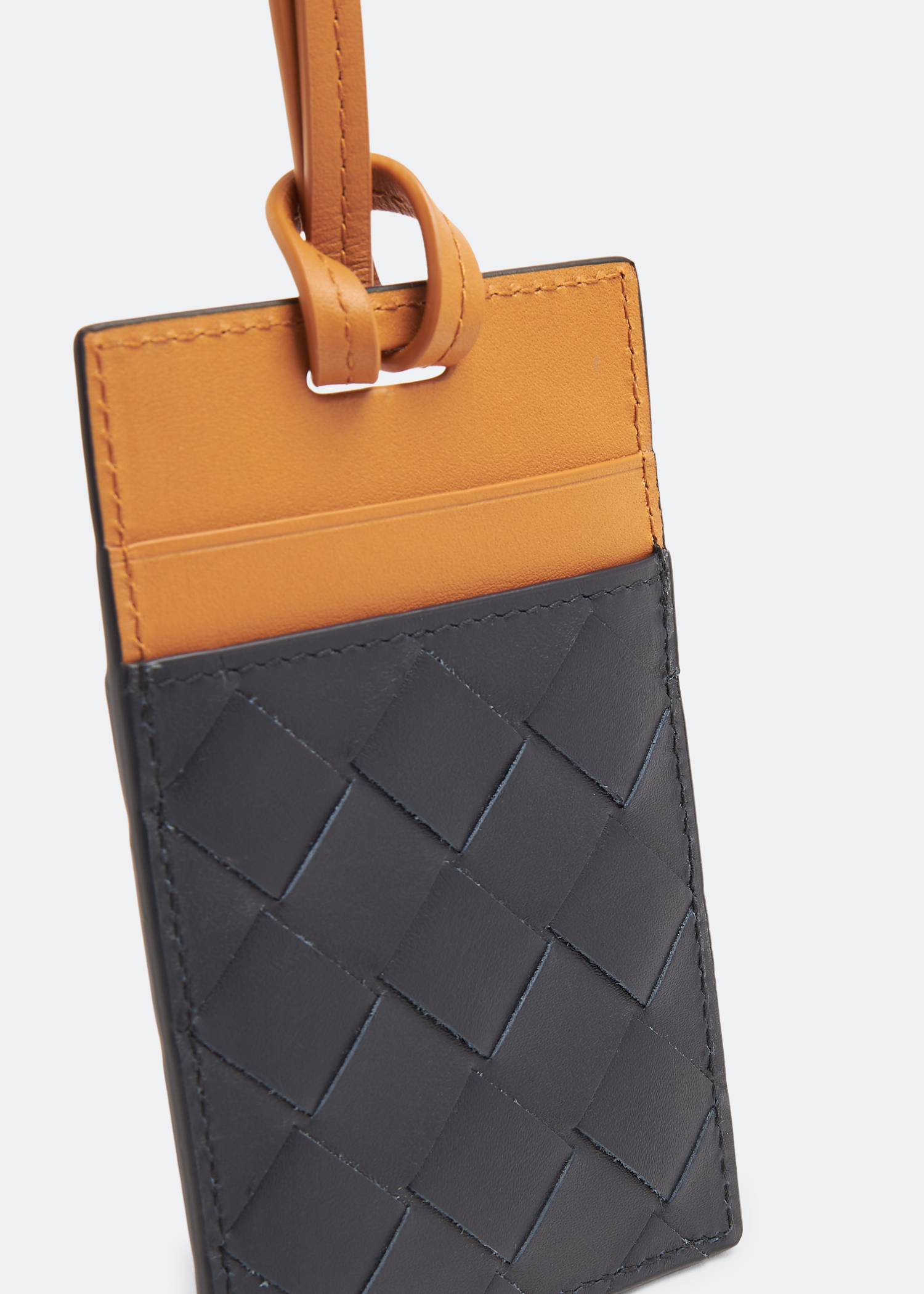 

Intrecciato card case on strap, Black