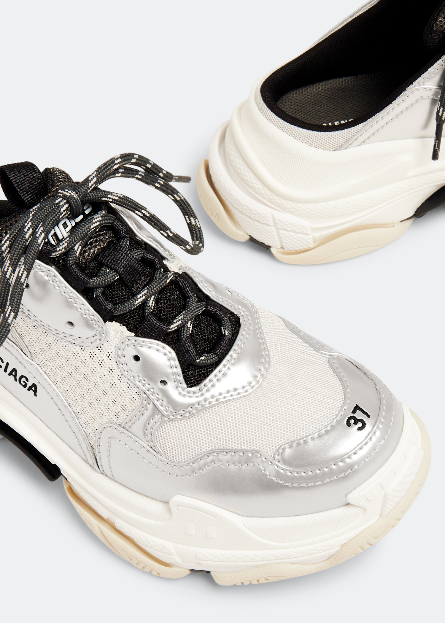 

Triple S mules, Silver