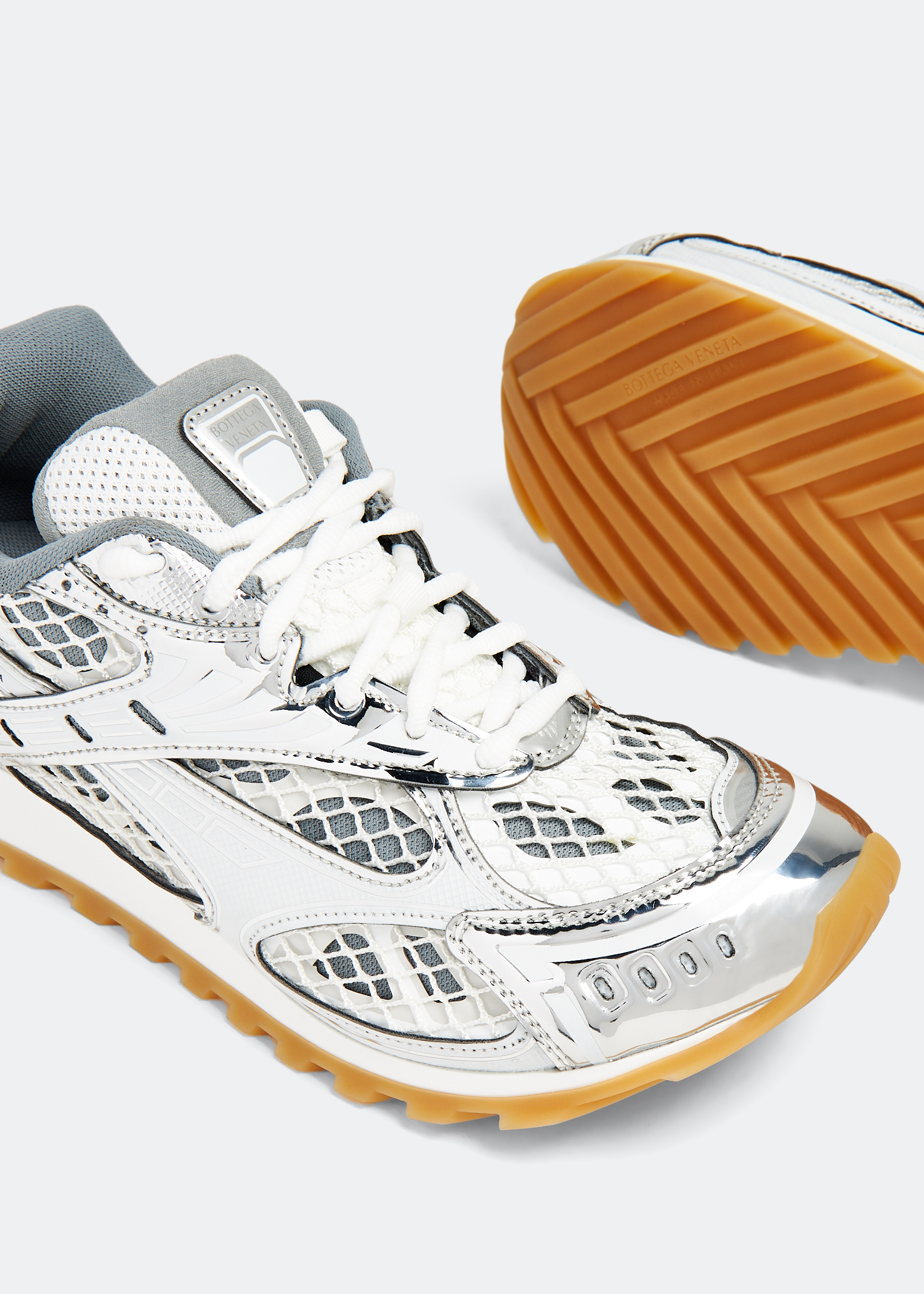 Bottega Veneta® Women's Orbit Sneaker in Silver / White / Optic