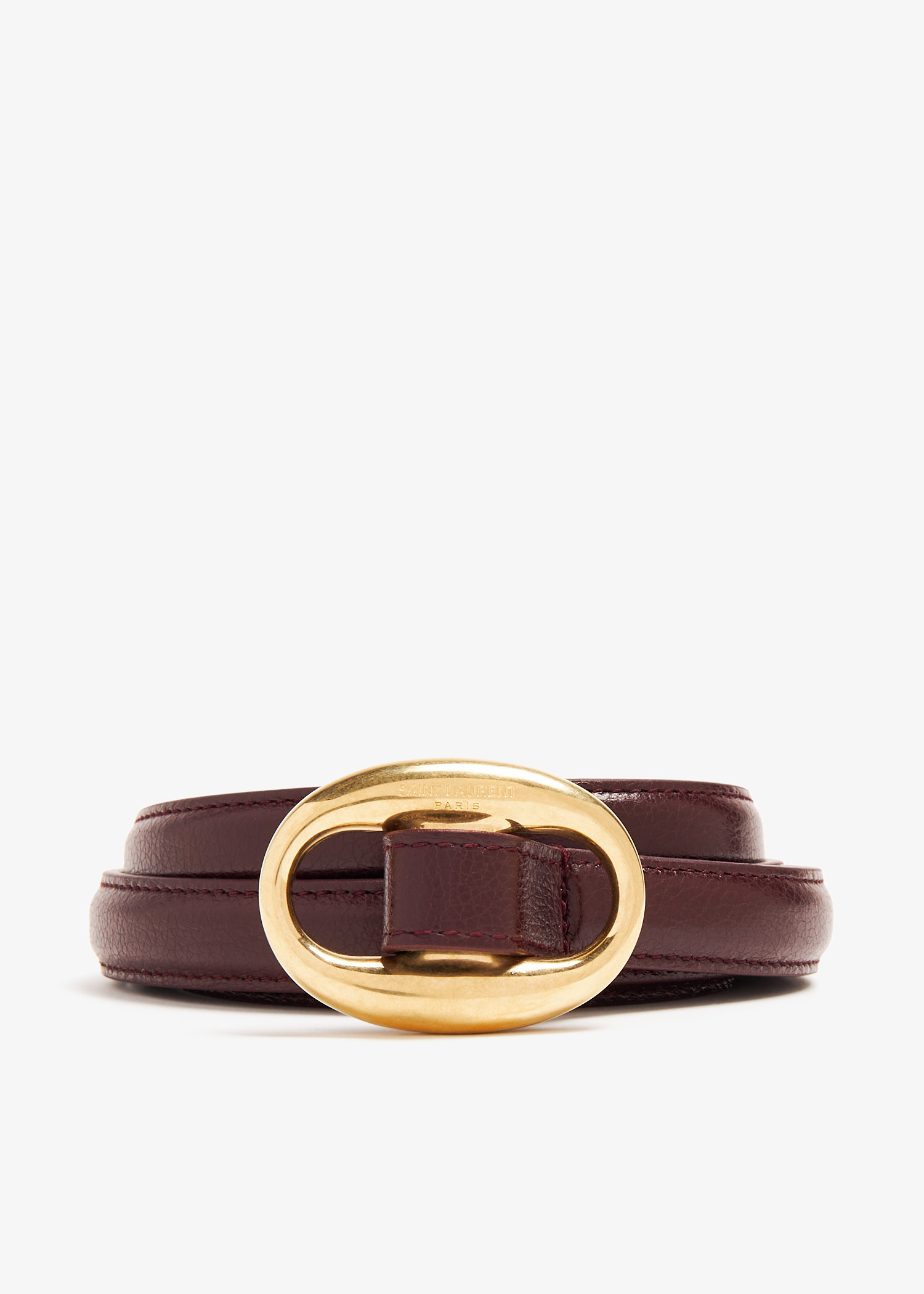 

Oval buckle thin belt, Burgundy
