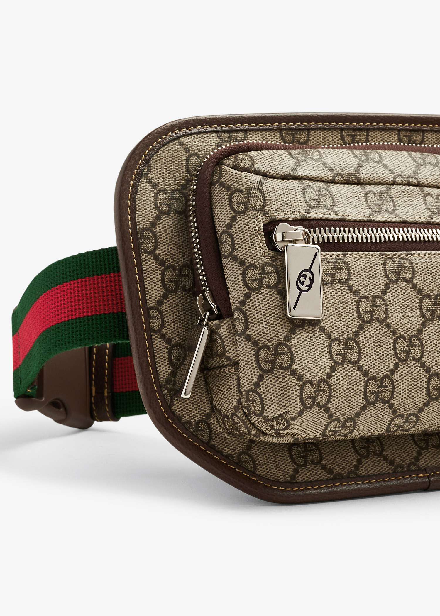 Gucci waist bag monogram gg web strap beige hotsell