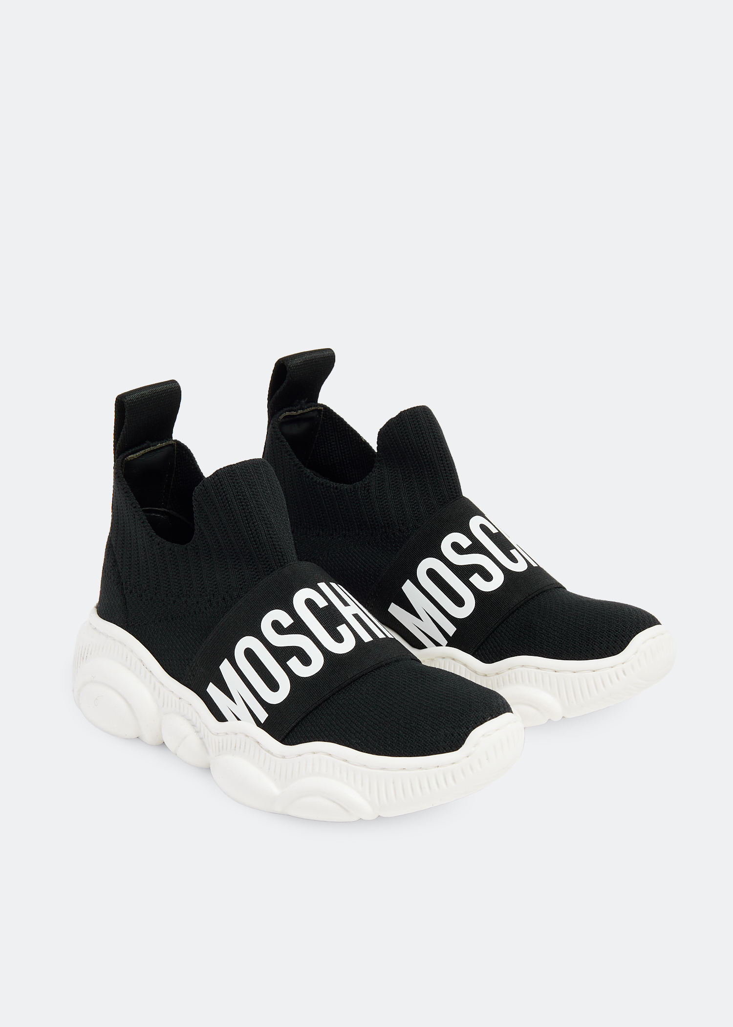 Moschino Kids logo-print lace-up trainers - White