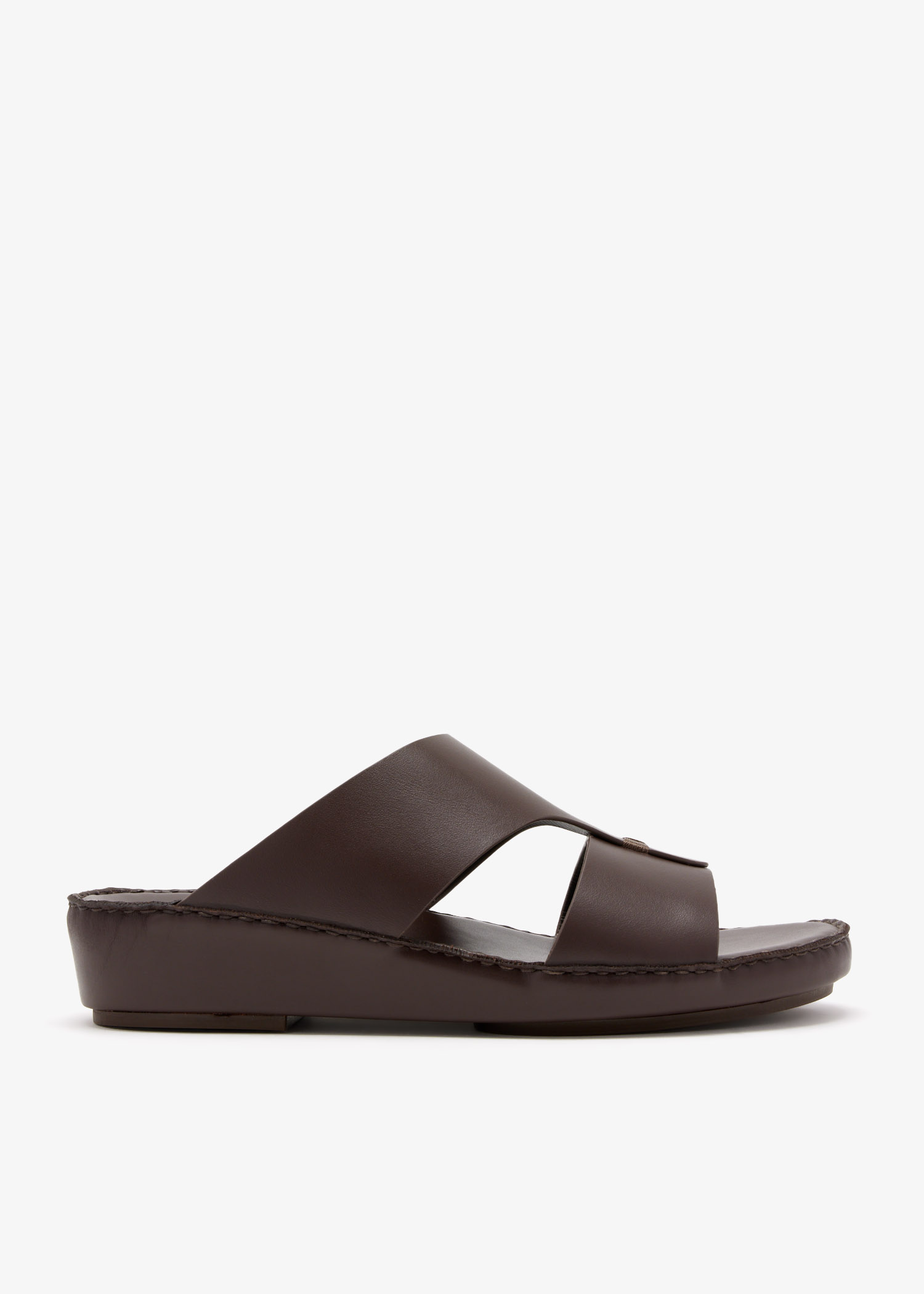 

Embroidered leather sandals, Brown