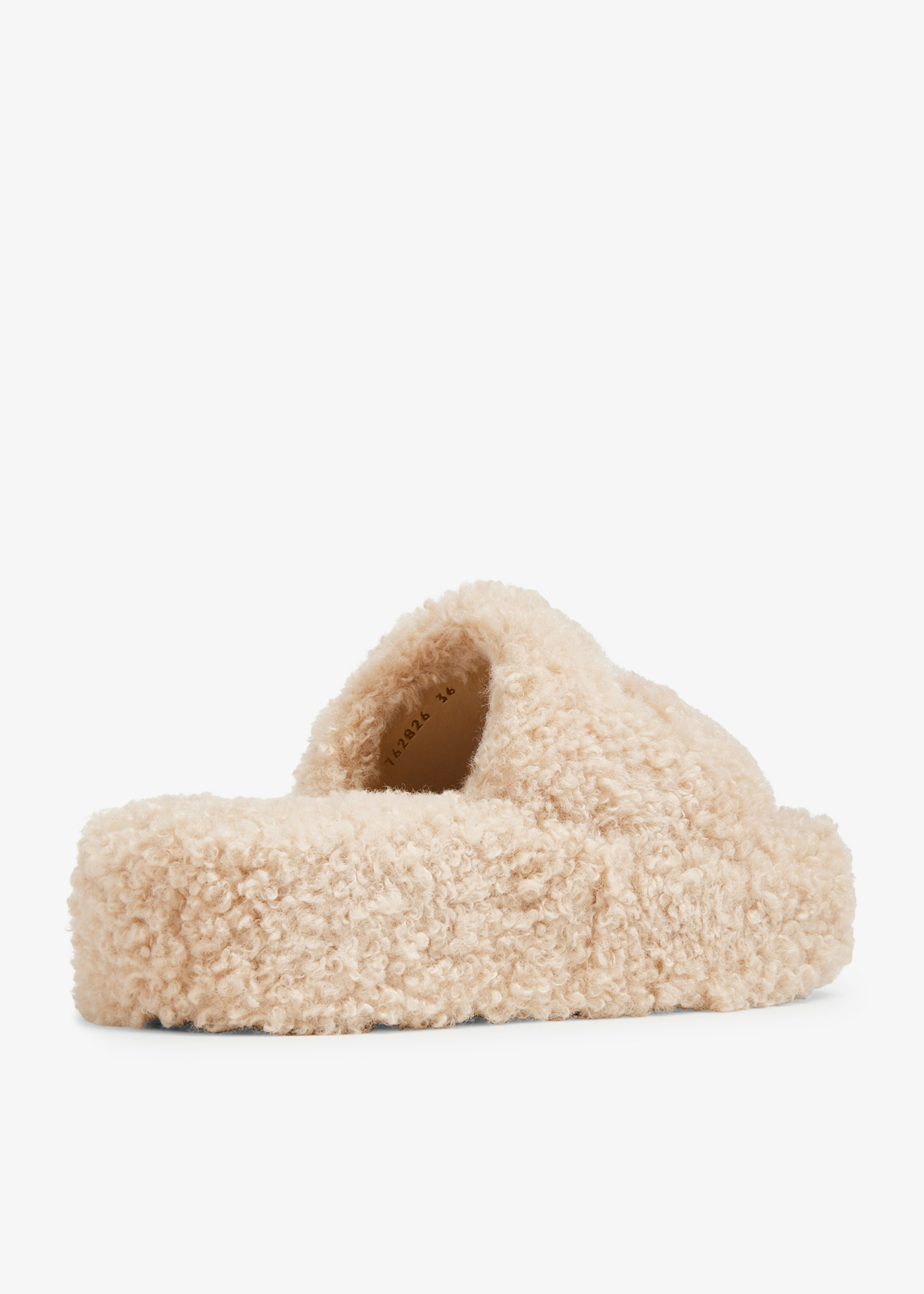 Balenciaga Furry platform slide sandals for Women - Beige in