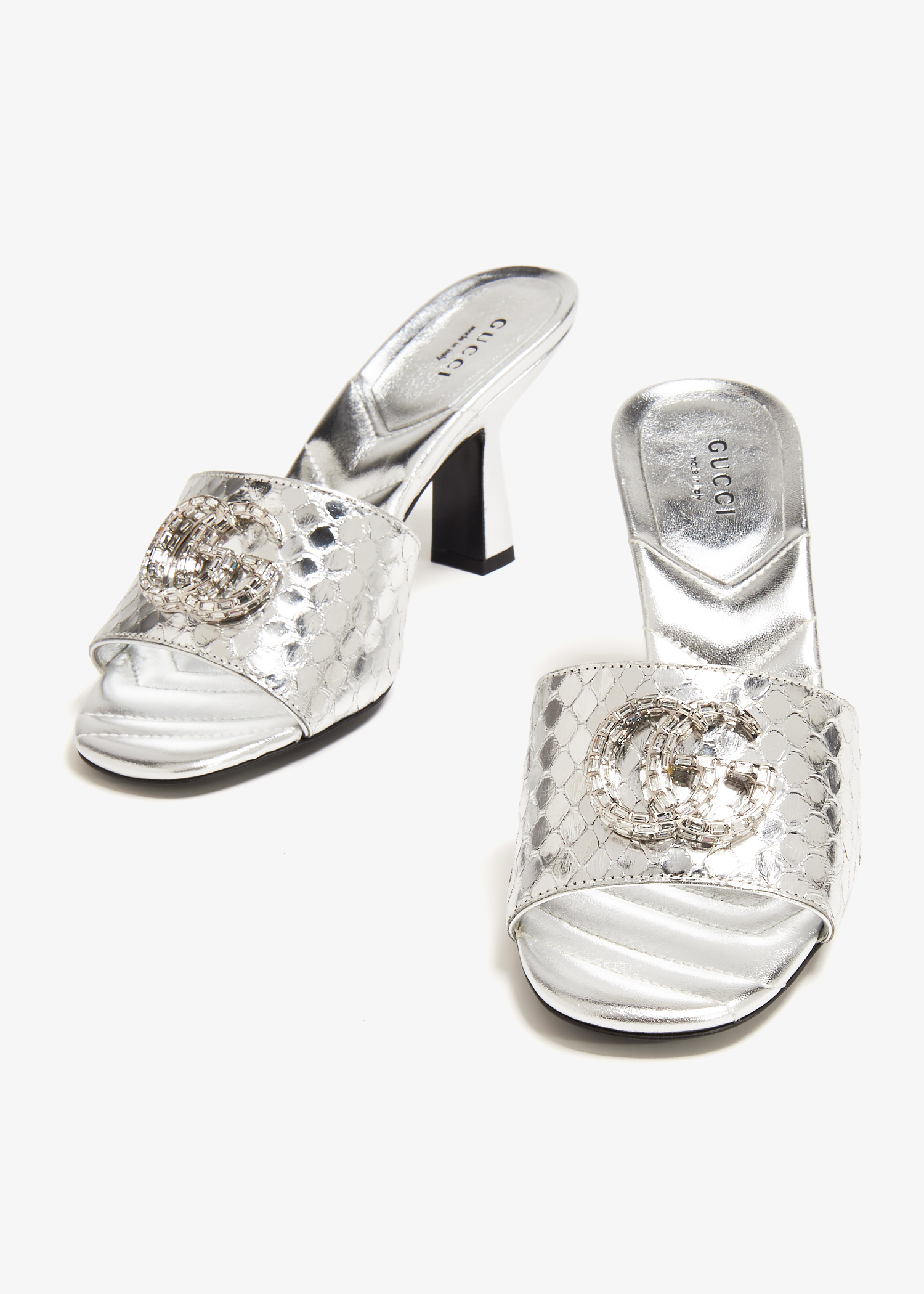 Gucci marmont silver mules sales