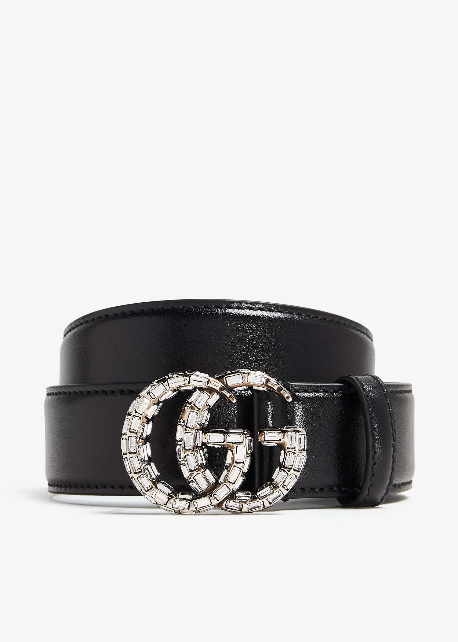 

GG Marmont crystal-studded thin belt, Black