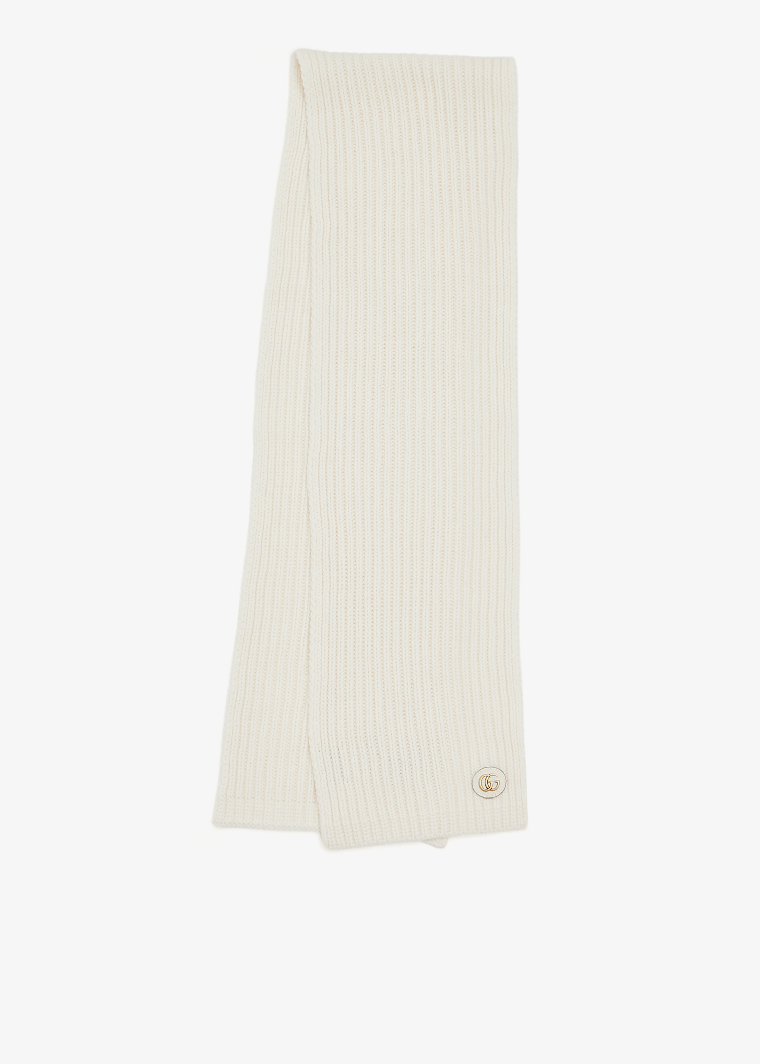 

Double G knit wool scarf, White