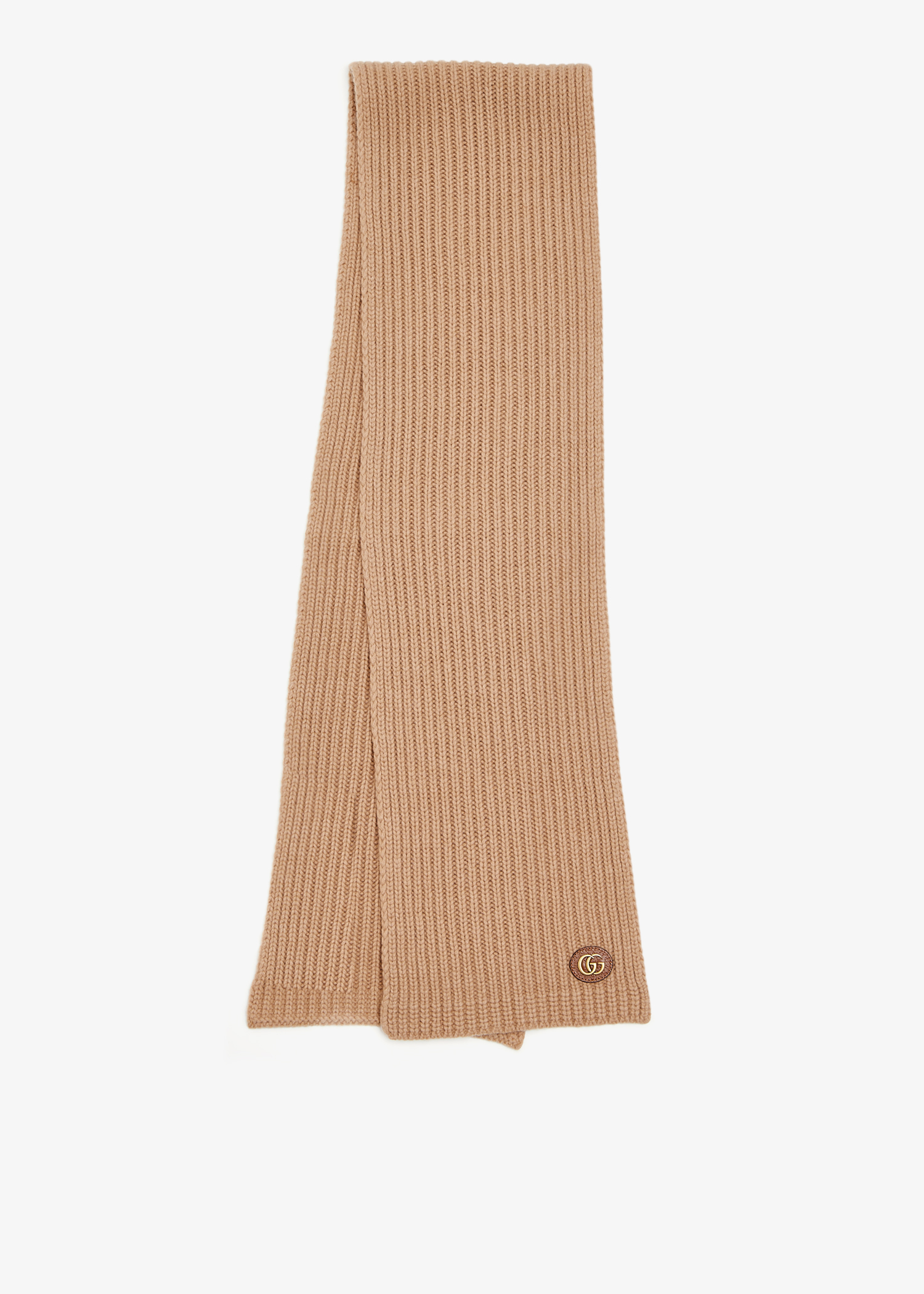 

Double G knit wool scarf, Brown