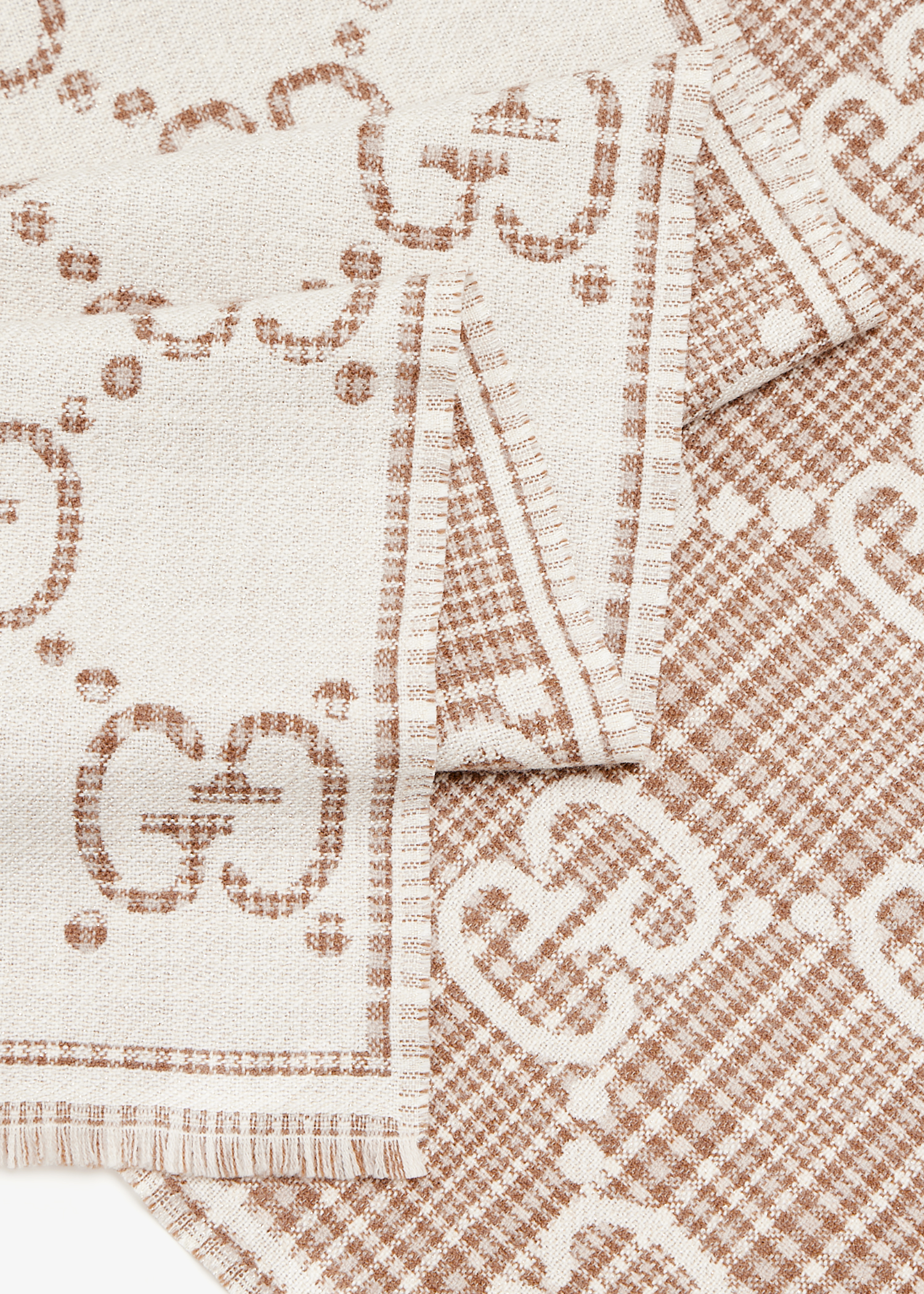 

GG wool jacquard scarf, Beige