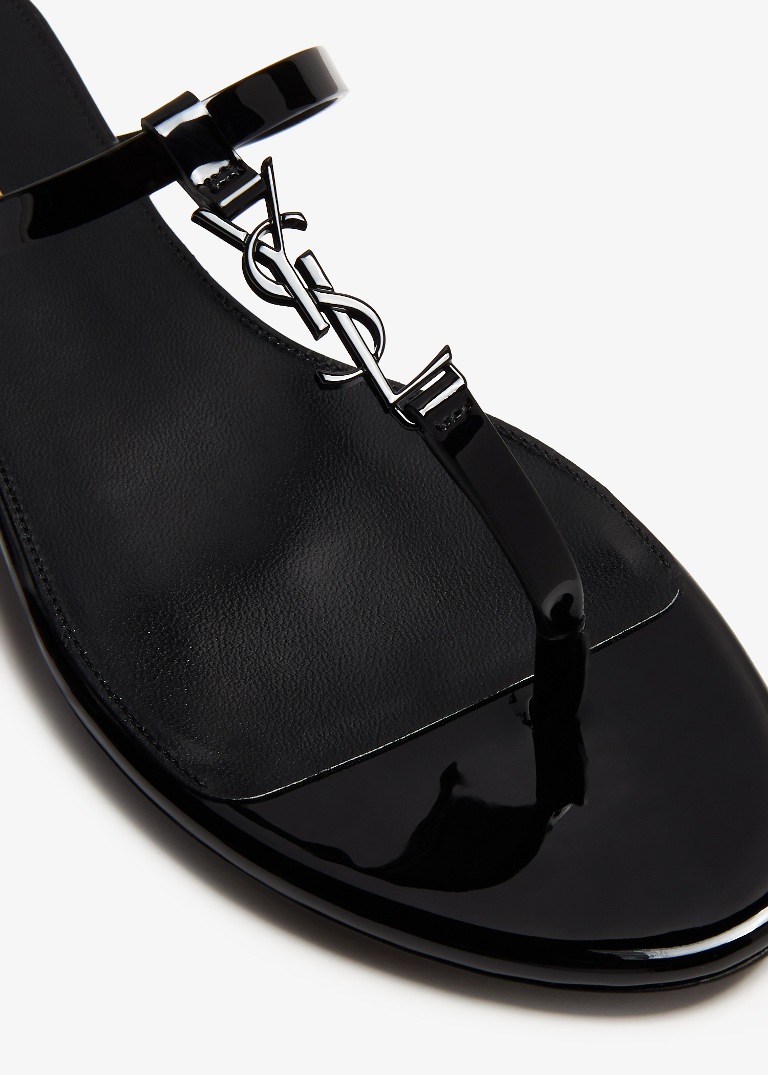 Saint Laurent Cassandra flat slide sandals for Women Black in