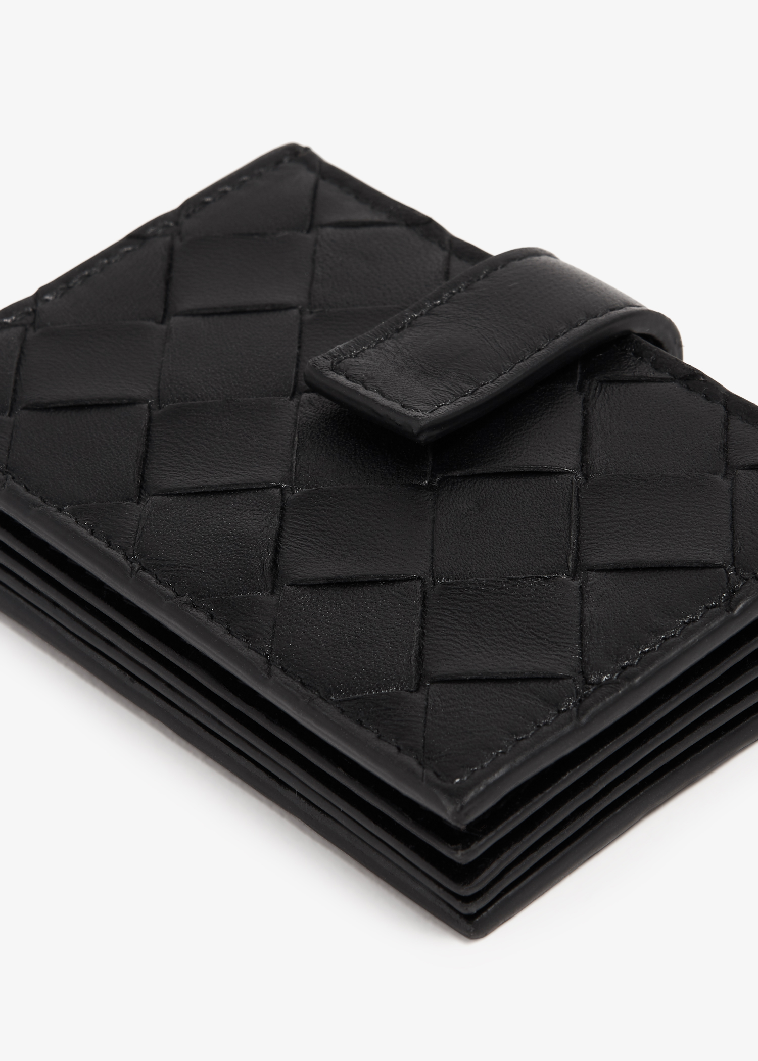 

Intrecciato accordion card holder, Black