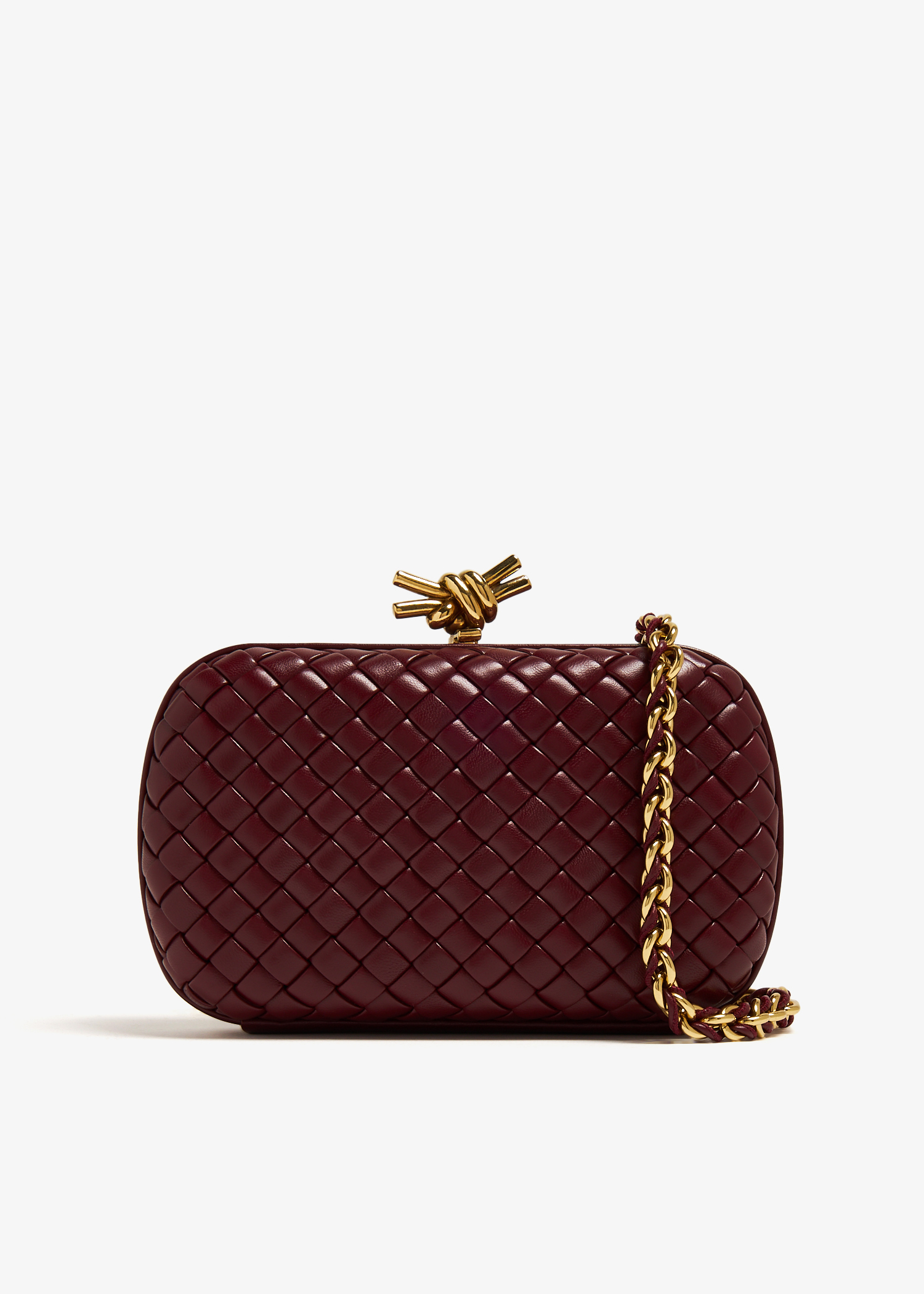 Bottega Veneta Knot Chain clutch for Women Burgundy in Bahrain Level Shoes