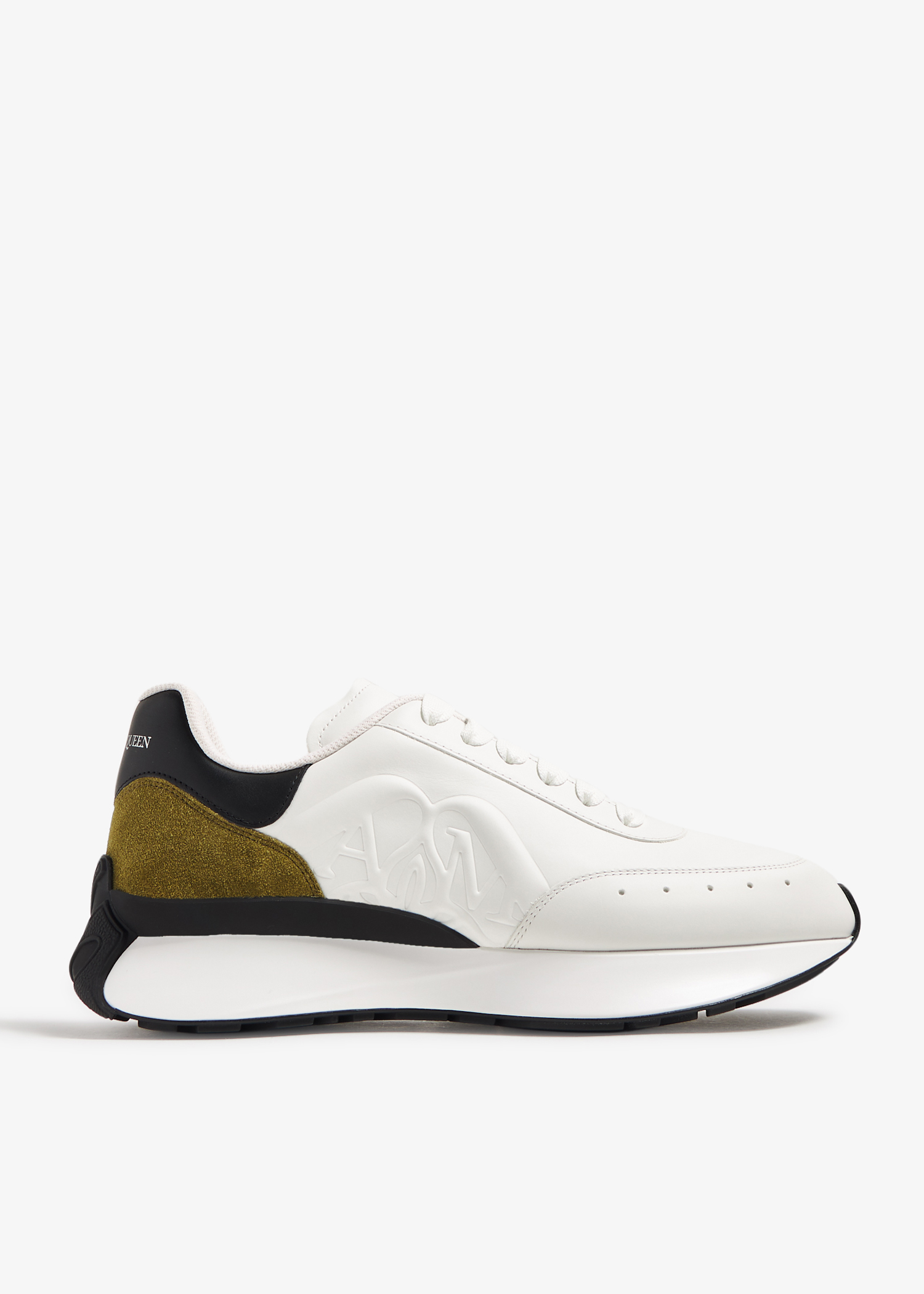 Alexander mcqueen white and black top runner leather sneakers