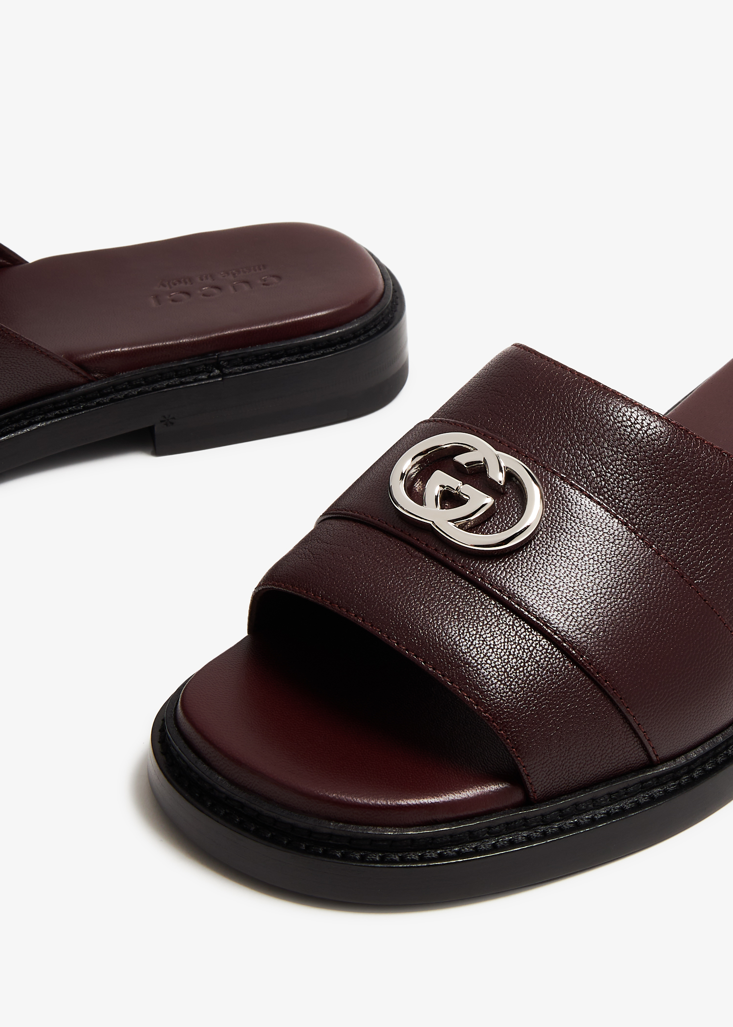 Genuine leather gucci slides men outlet