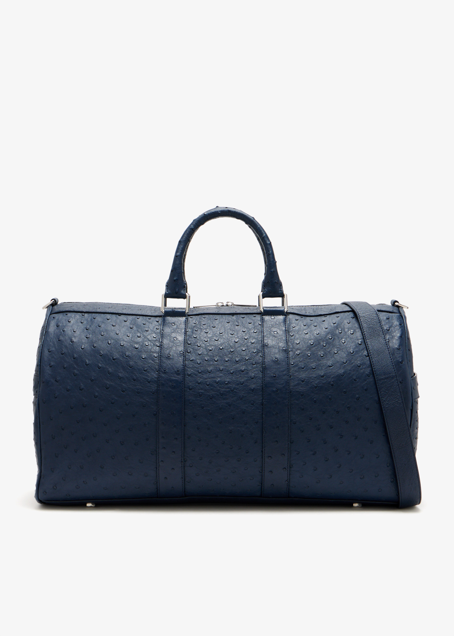 

Ostrich leather duffle bag, Navy