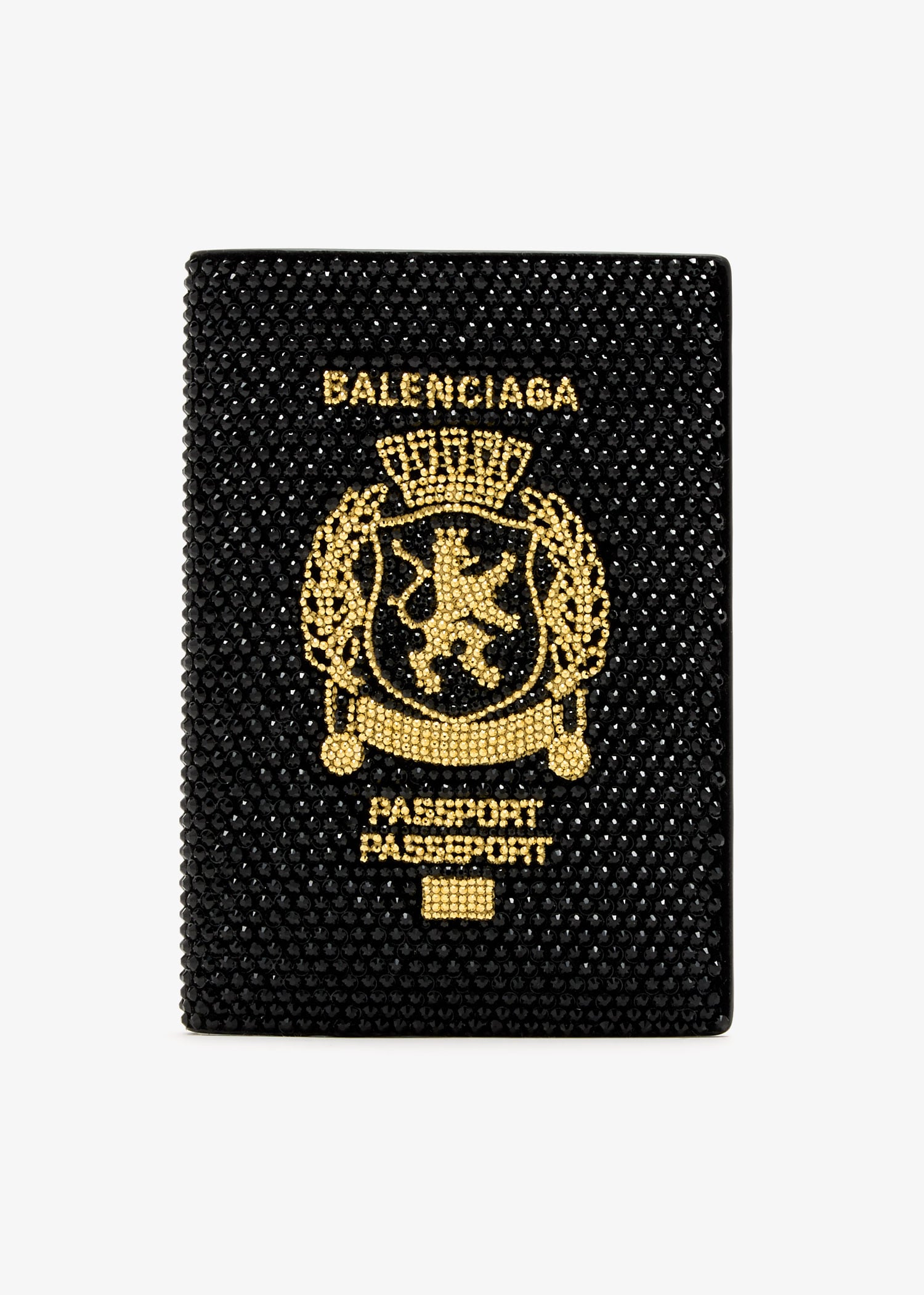 

Logo rhinestones passport holder, Black