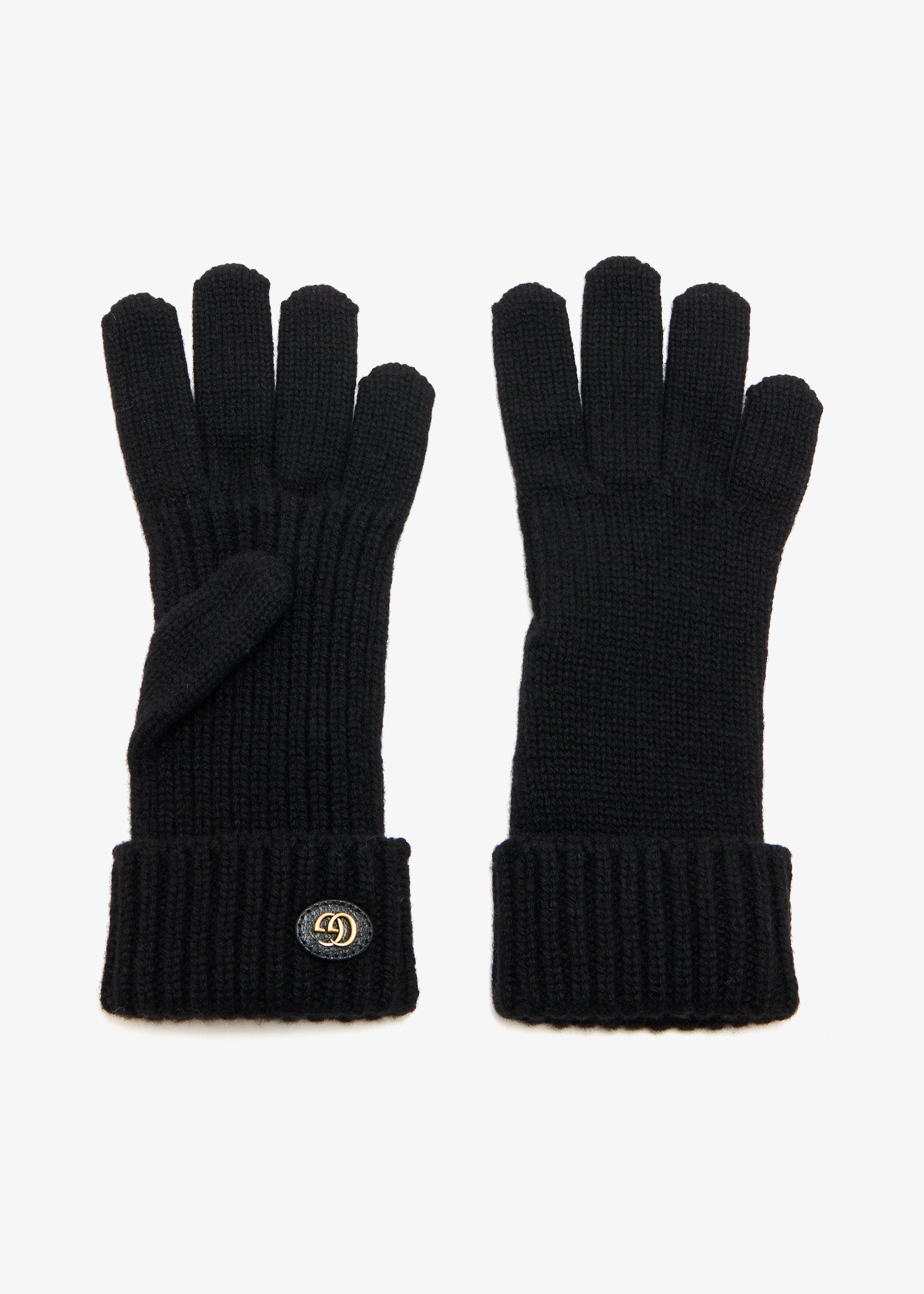 

Double G wool cashmere gloves, Black