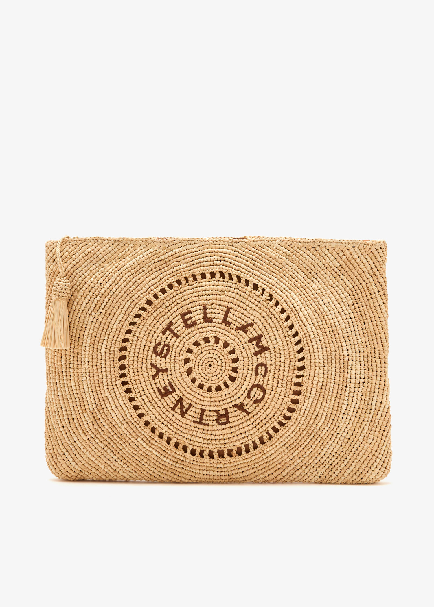 

Logo raffia pouch, Beige