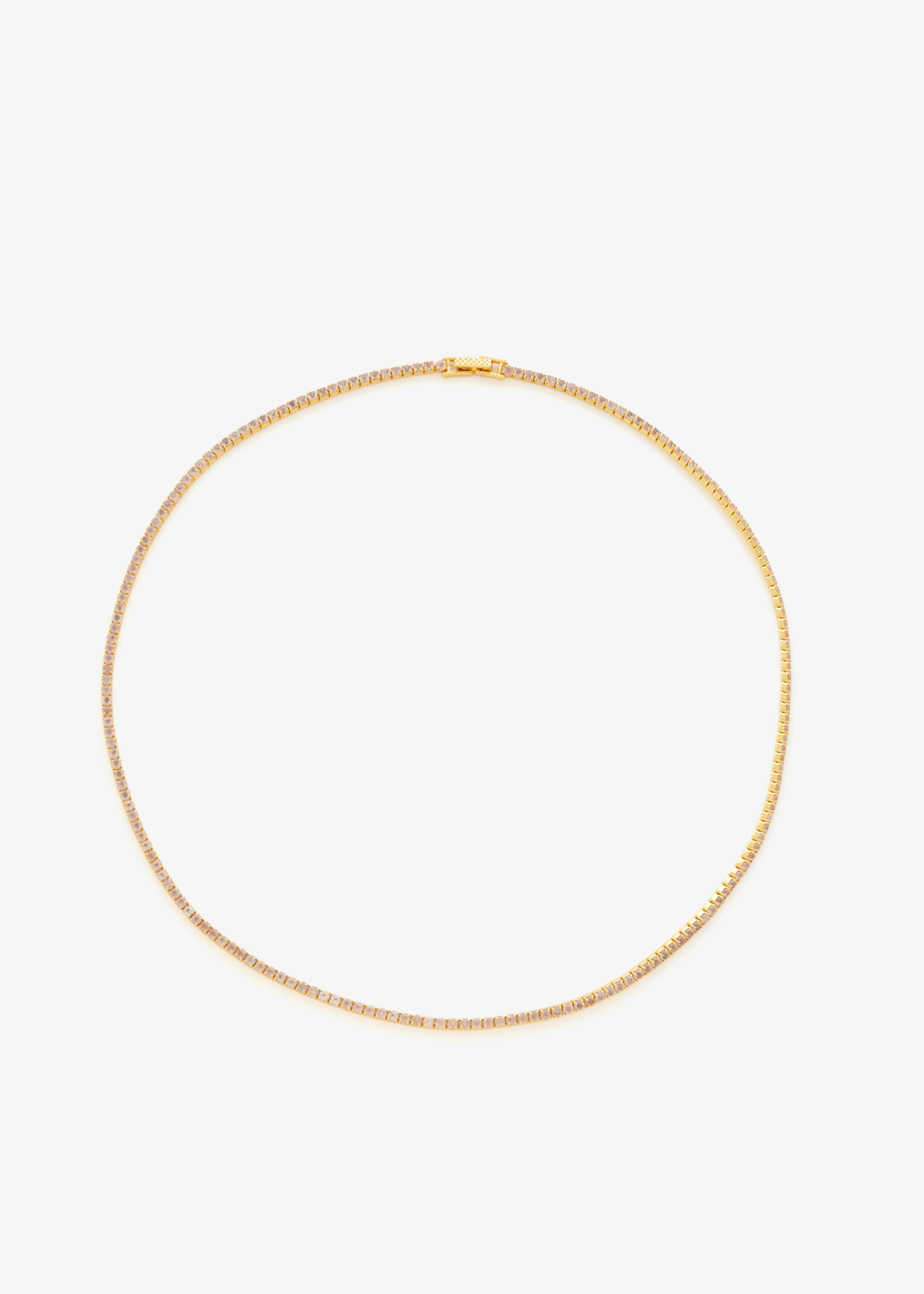

Rose Quartz tennis necklace, Gold