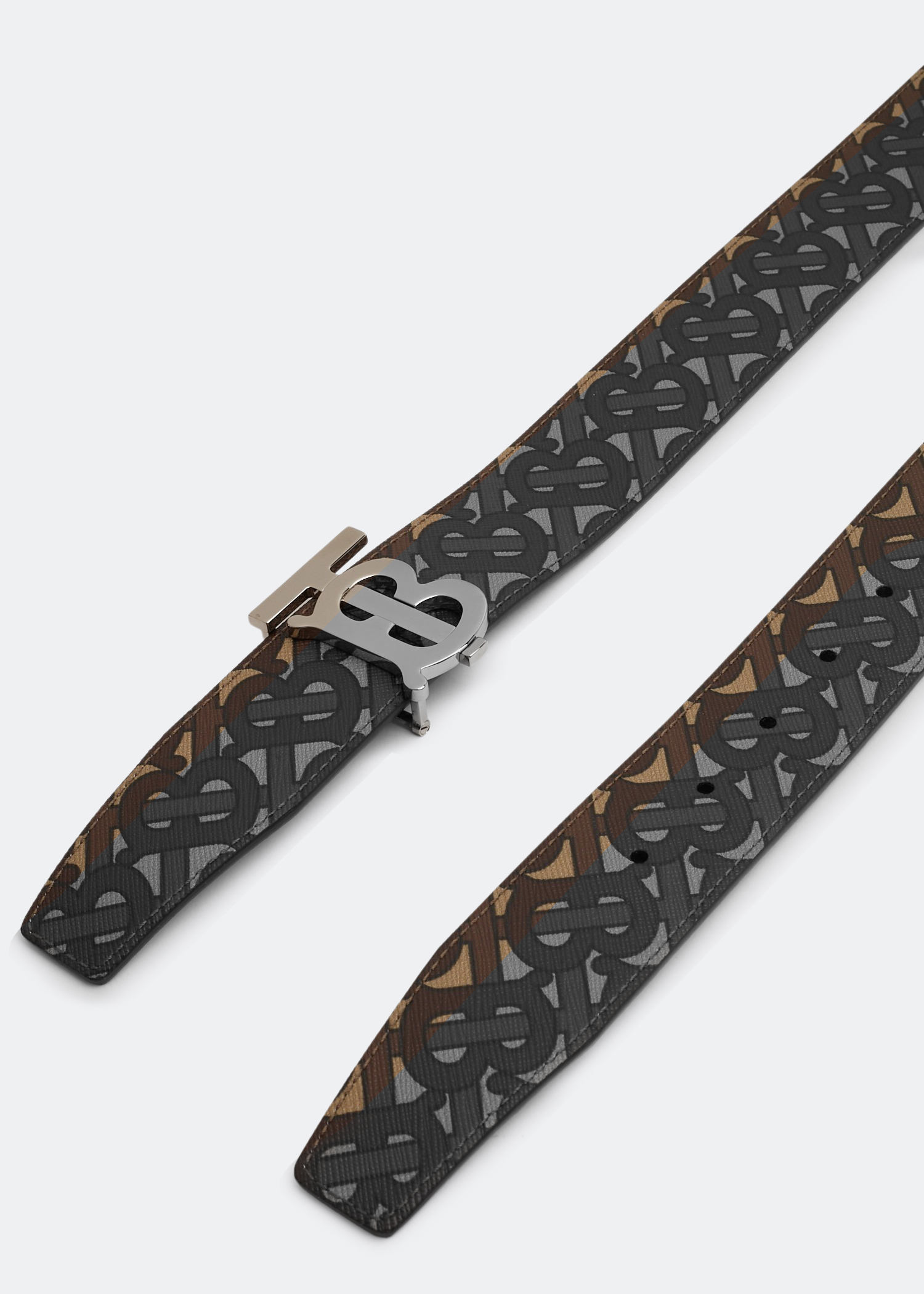 Burberry - Monogram Print E-canvas and Leather Belt