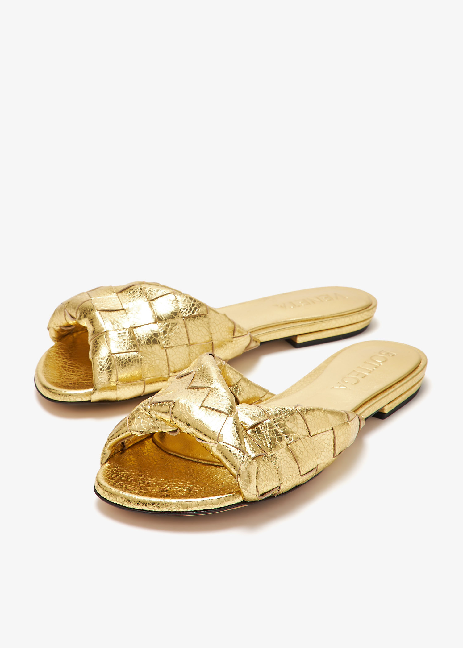 Bottega Veneta Blink flat sandals for Women - Gold in Qatar