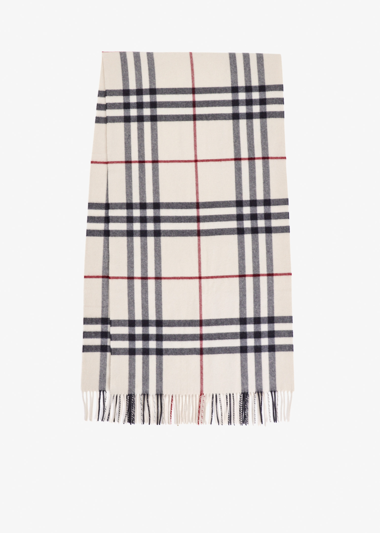 

Wide Check Cashmere scarf, Cream