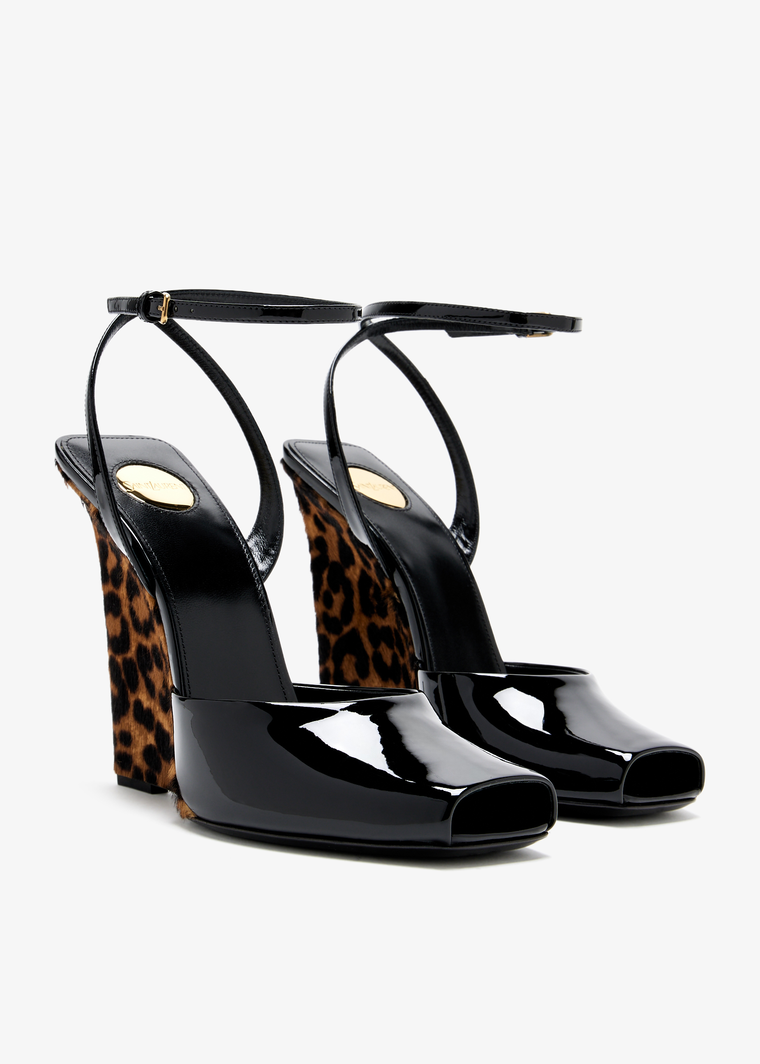 Saint Laurent Scandale wedge sandals for Women - Black in