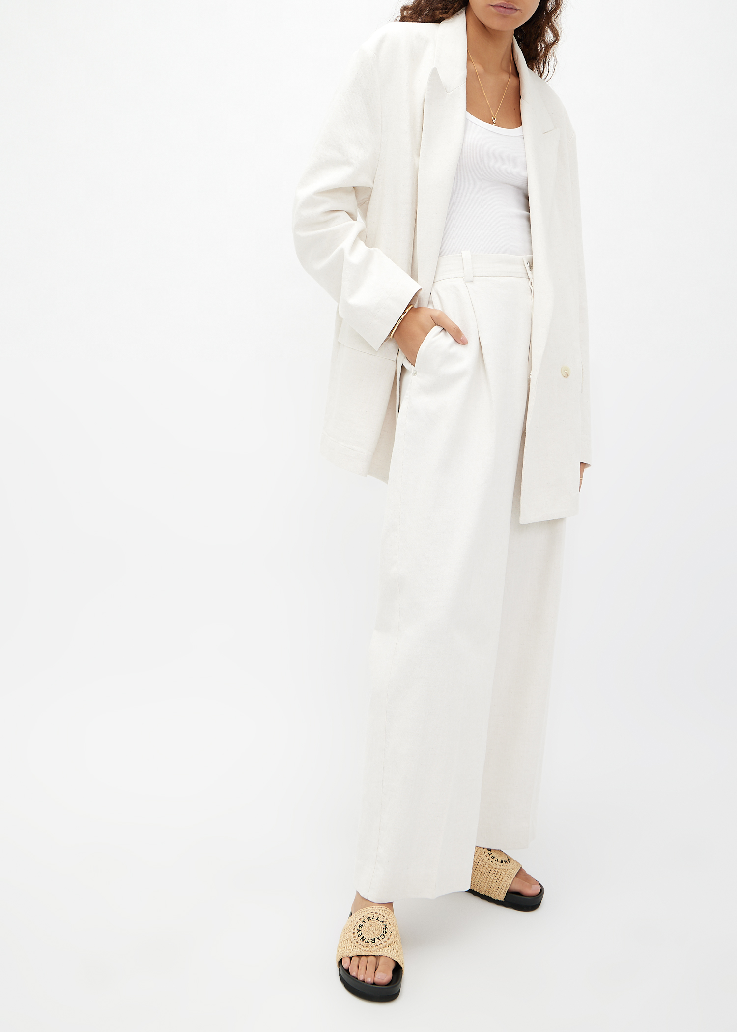 Stella McCartney Elyse Raffia logo sandals for Women - Beige Stella McCartney Elyse Raffia logo sandals for Women - Beige