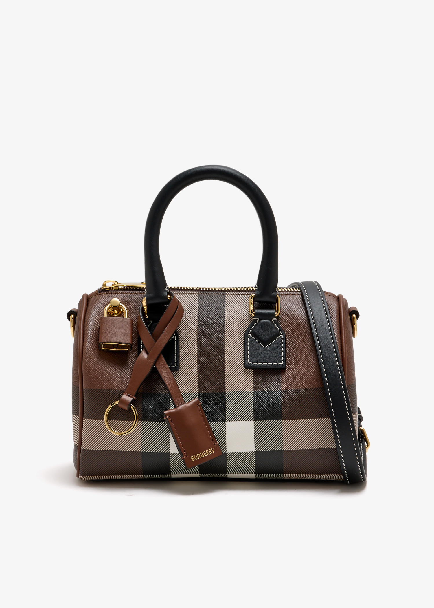 

Mini Check bowling bag, Brown