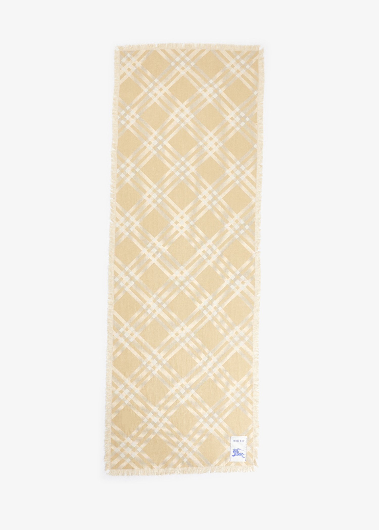 

Wide Check wool silk scarf, Beige