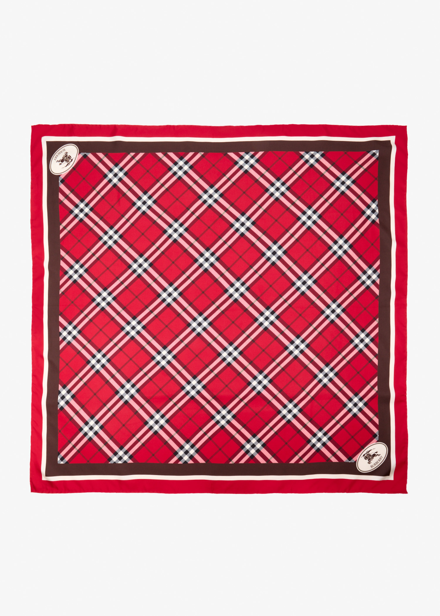 

Check Knight Stamp silk twill scarf, Printed