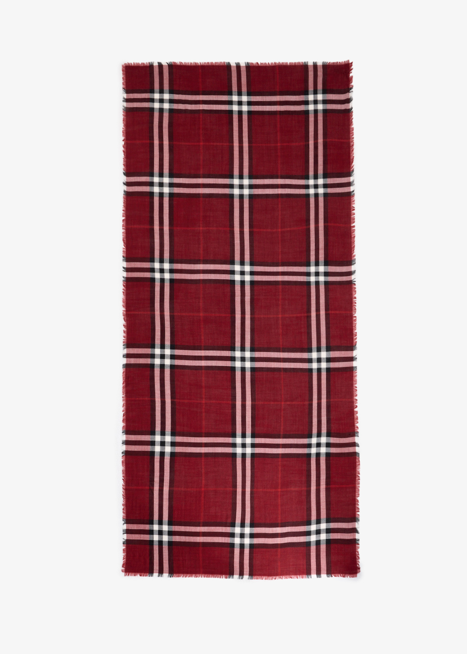 

Check reversible wool silk scarf, Red