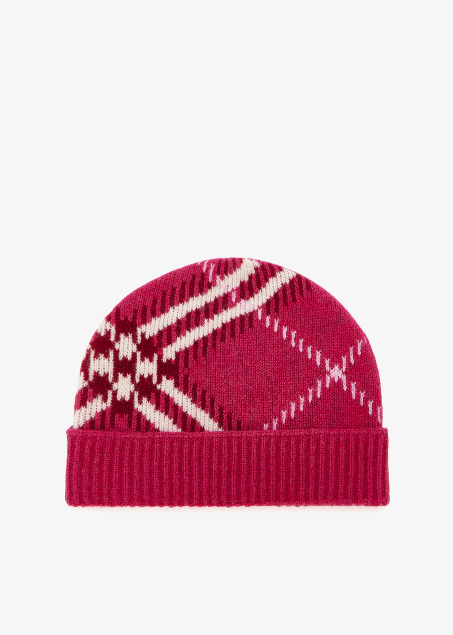

Check cashmere blend beanie, Pink